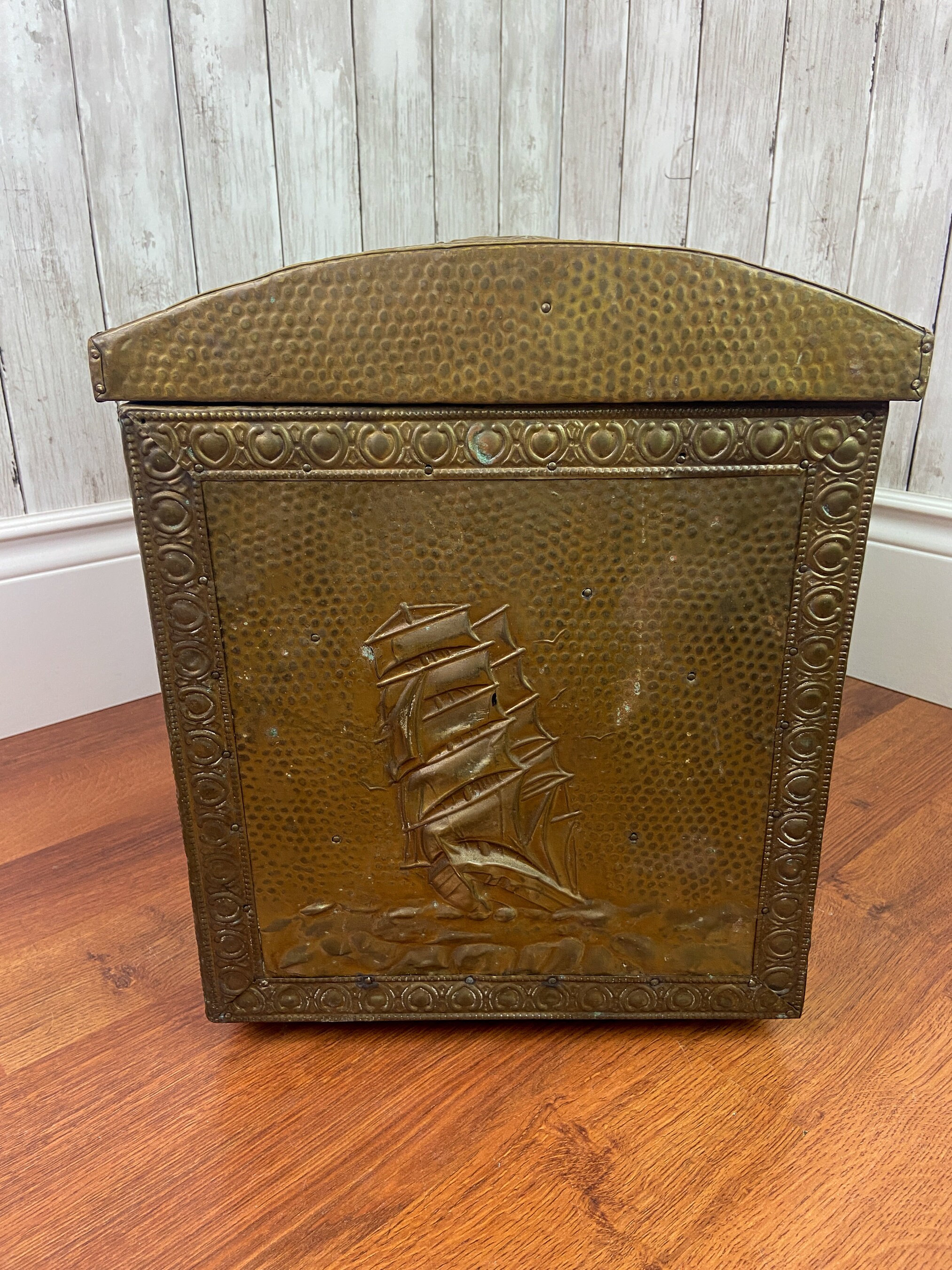 Lombard Brass Embossed Wood Box Brass Wood Box Brass Kindling Box