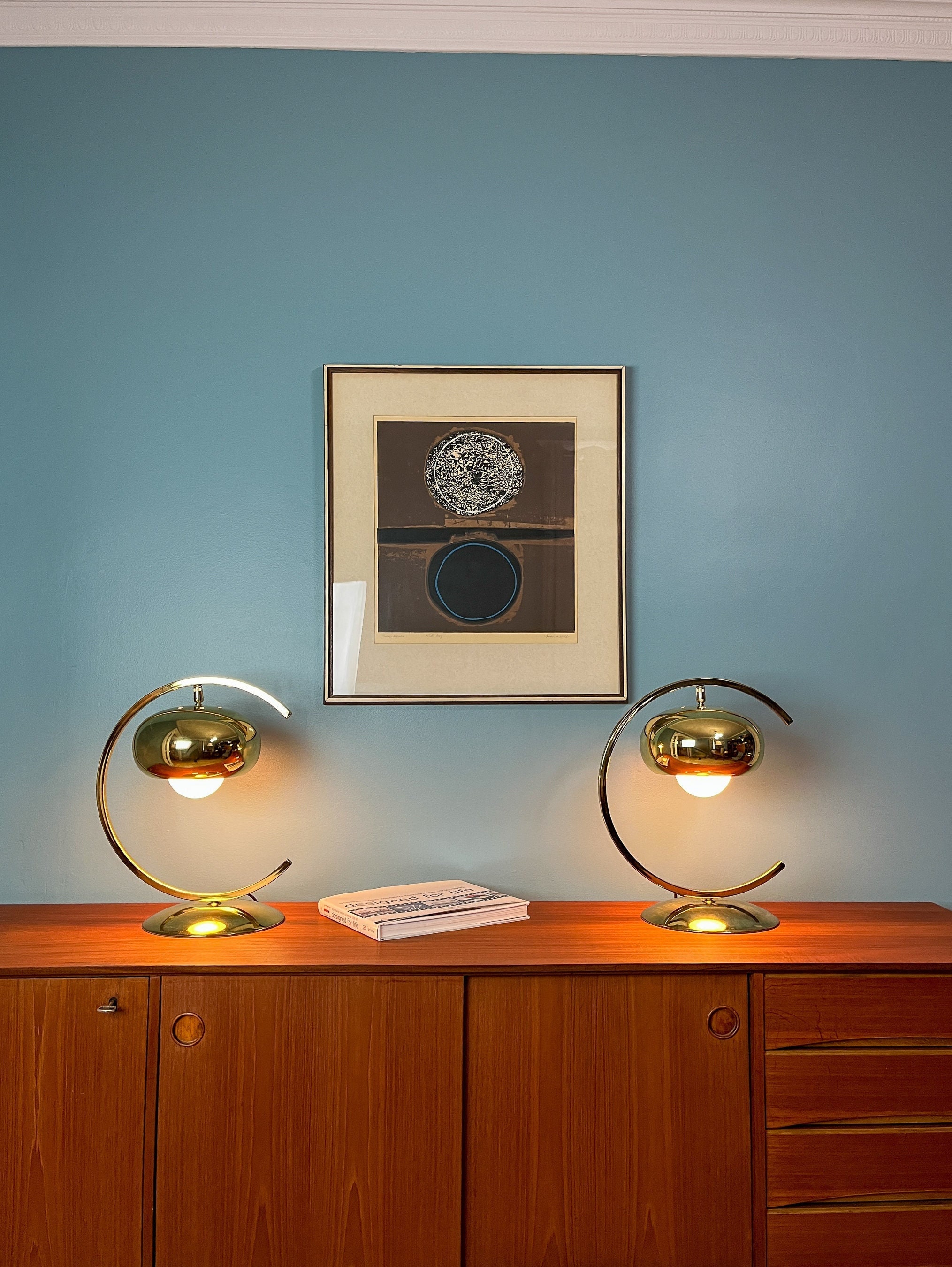 RESERVEDMid Century Gold Table Lamps Gold Sputnik Arc Table Lamps Gold