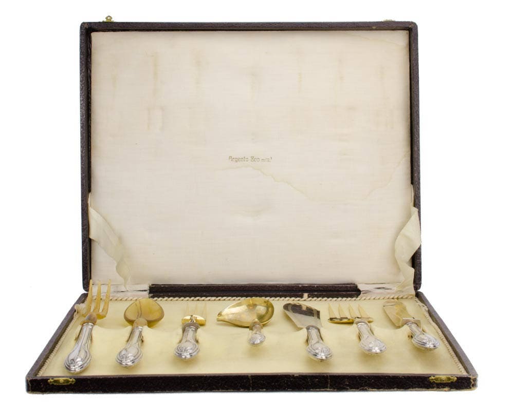 Antique Silver Utensil Serving Set Argento 800 mill Solingen Knife