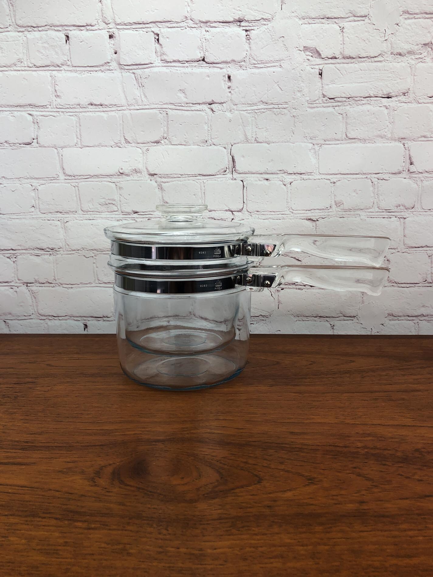 Pyrex Double Boiler, Flamware, Vintage Pyrex Glass, Glass Double Boiler