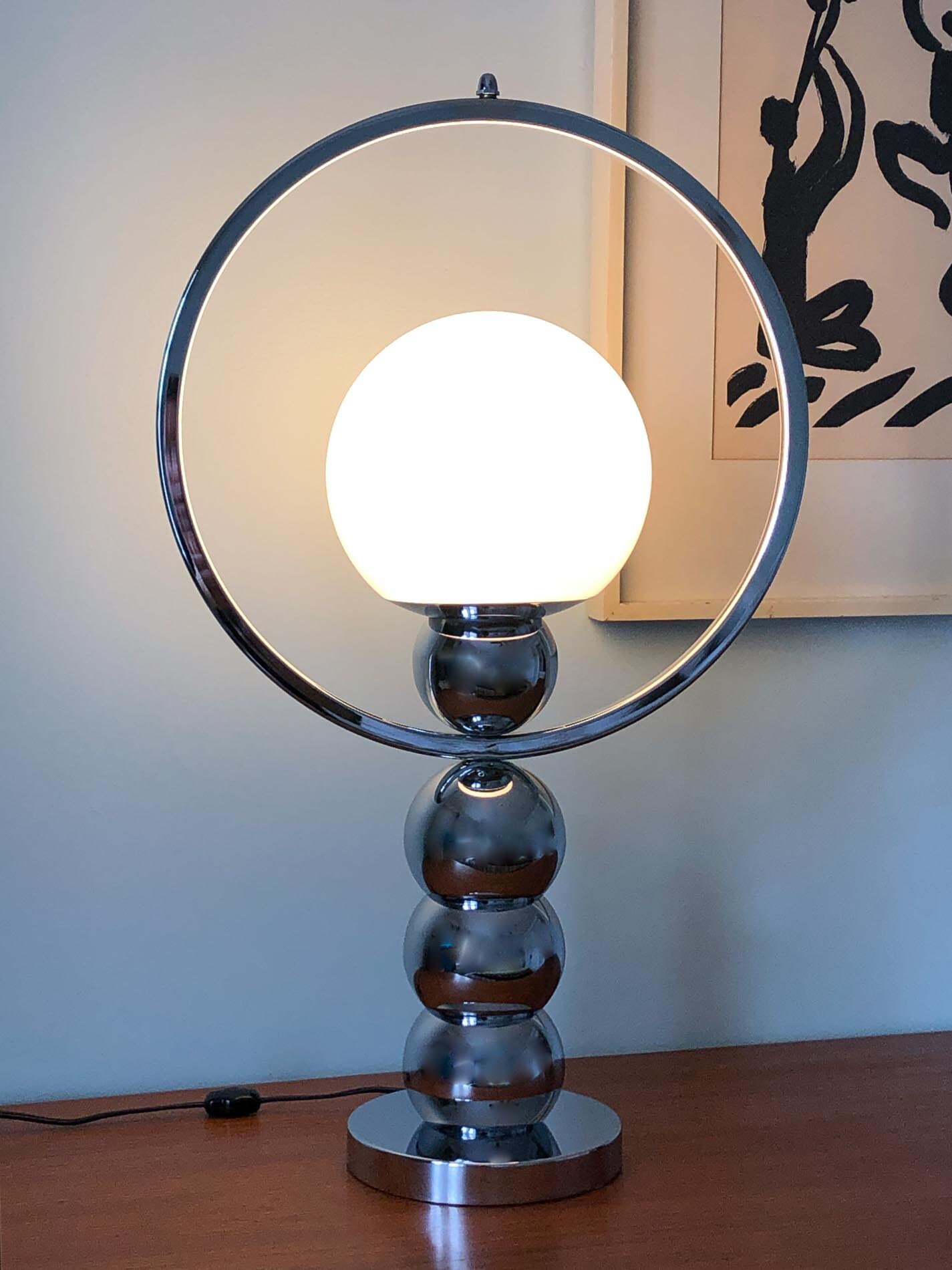 Sputnik Table Lamp, Eyeball Table Lamp, Mid Century Chrome Table Lamp, One Globe Chrome Table Lamp