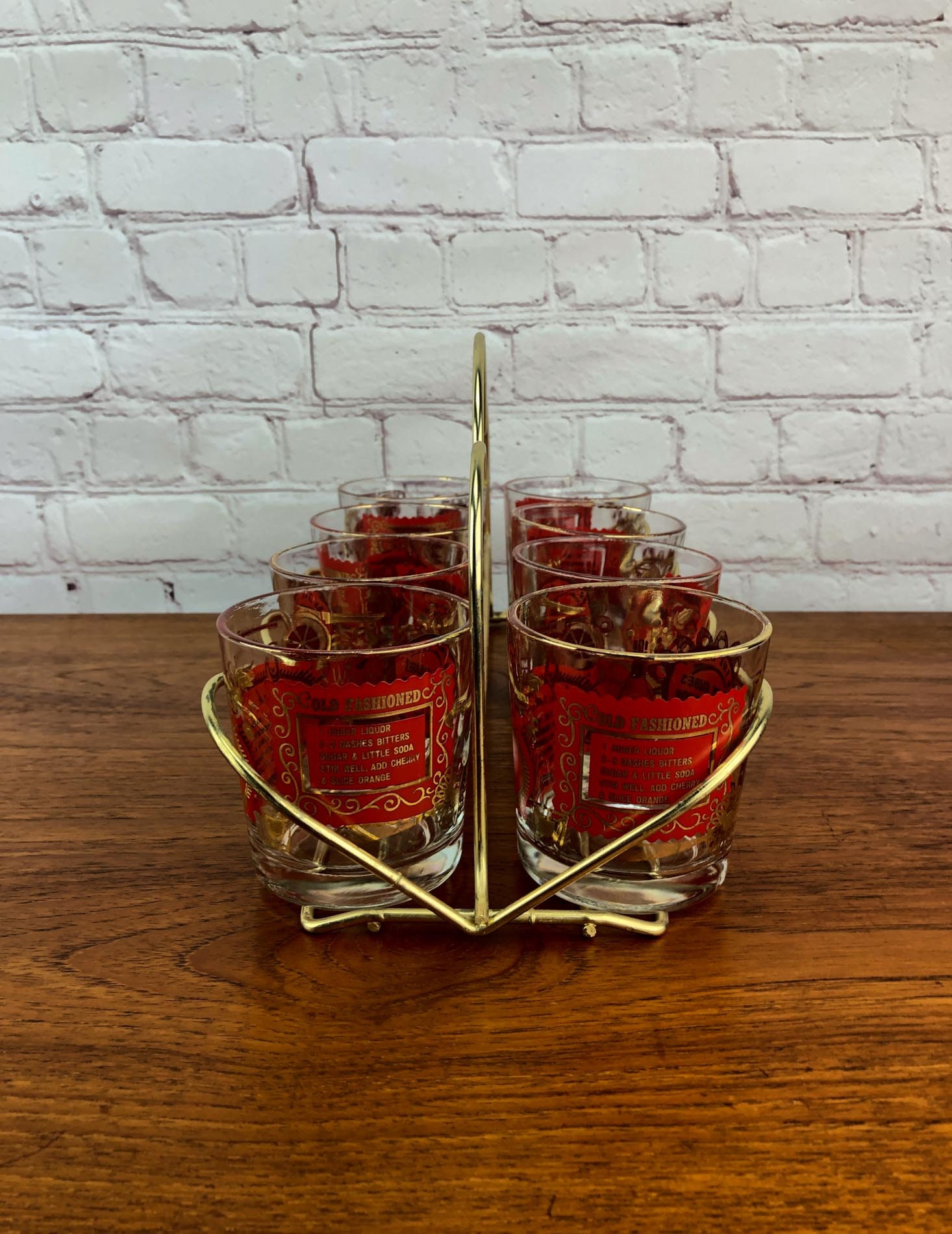 Whisky Sour Glasses, Mid Century Drink Caddy, Vintage (8) Mid