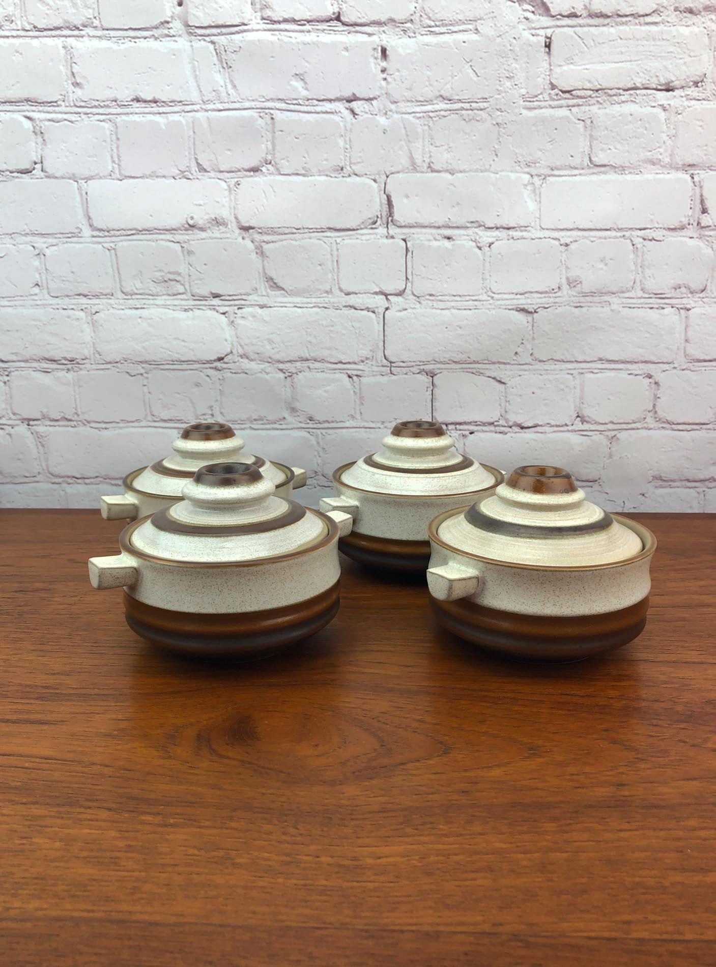 Lidded Soup Bowls(Set of 4), Denby Soup Bowls, Potters Wheel by Denby