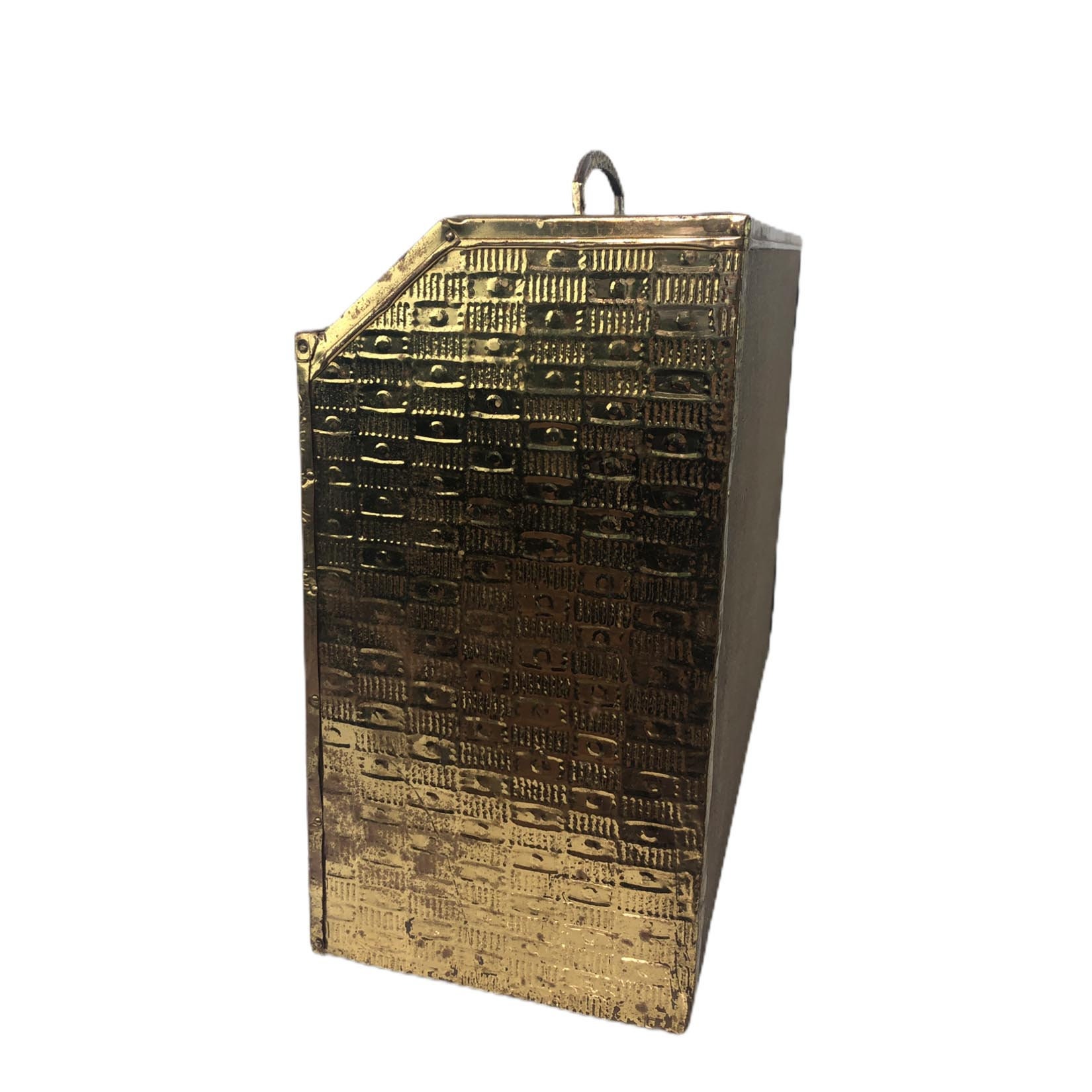 Lombard Brass Embossed Magazine Rack, Brass Magazine Rack, Brass