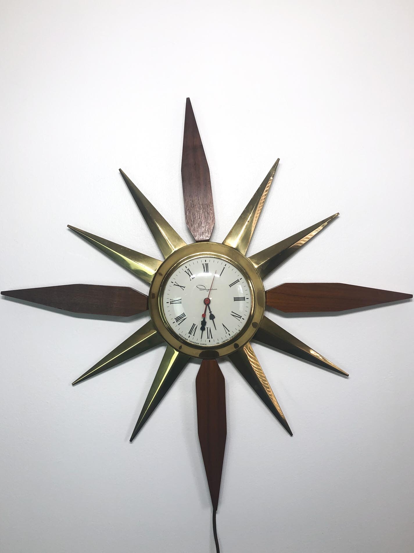 Starburst Clock, Starburst Wall Clock, Ingram Starburst Clock, Brass ...