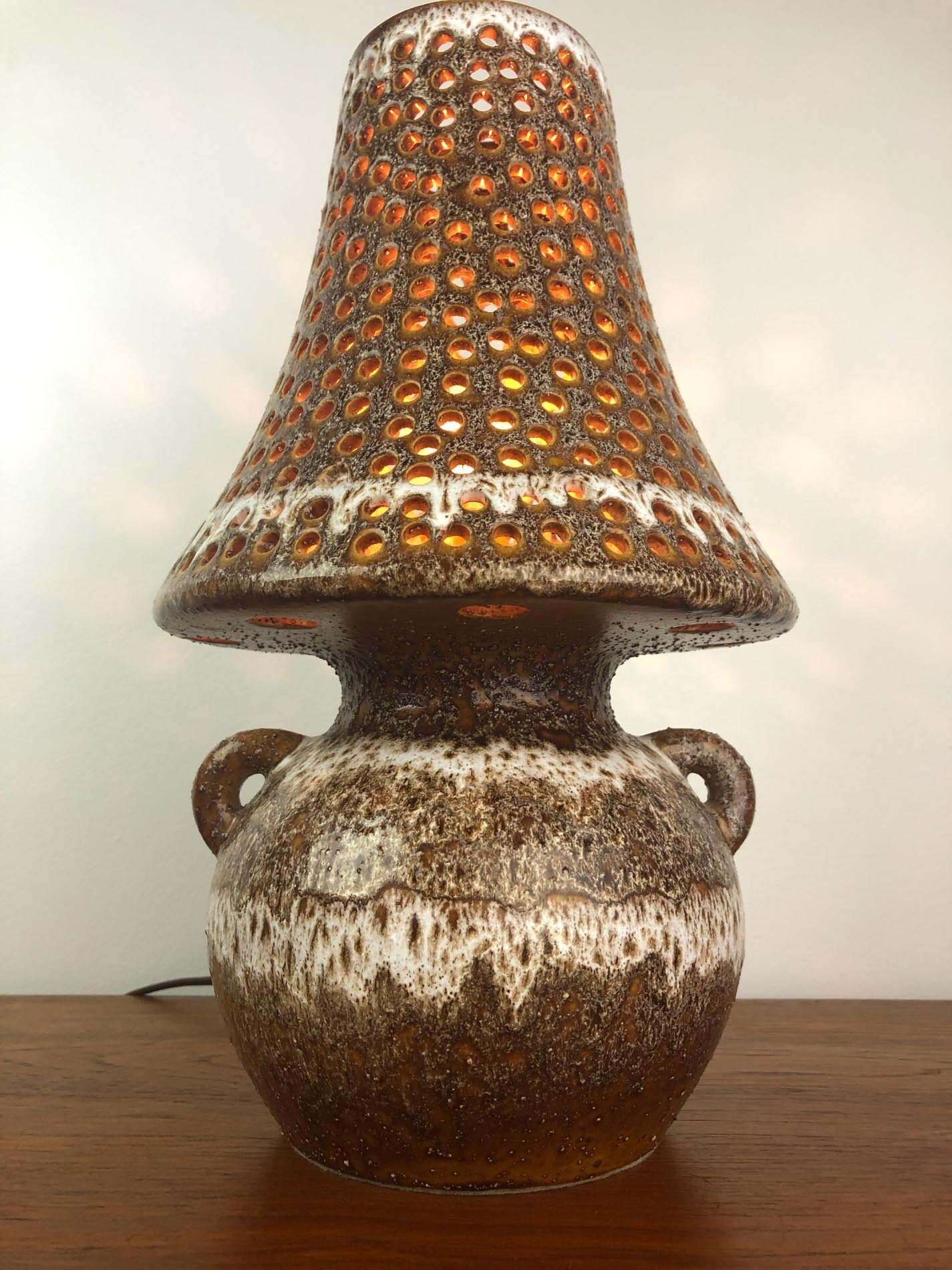 Mushroom Lamp, Boho Mushroom Lamp, Maurice Chalvignac Art Pottery Lamp