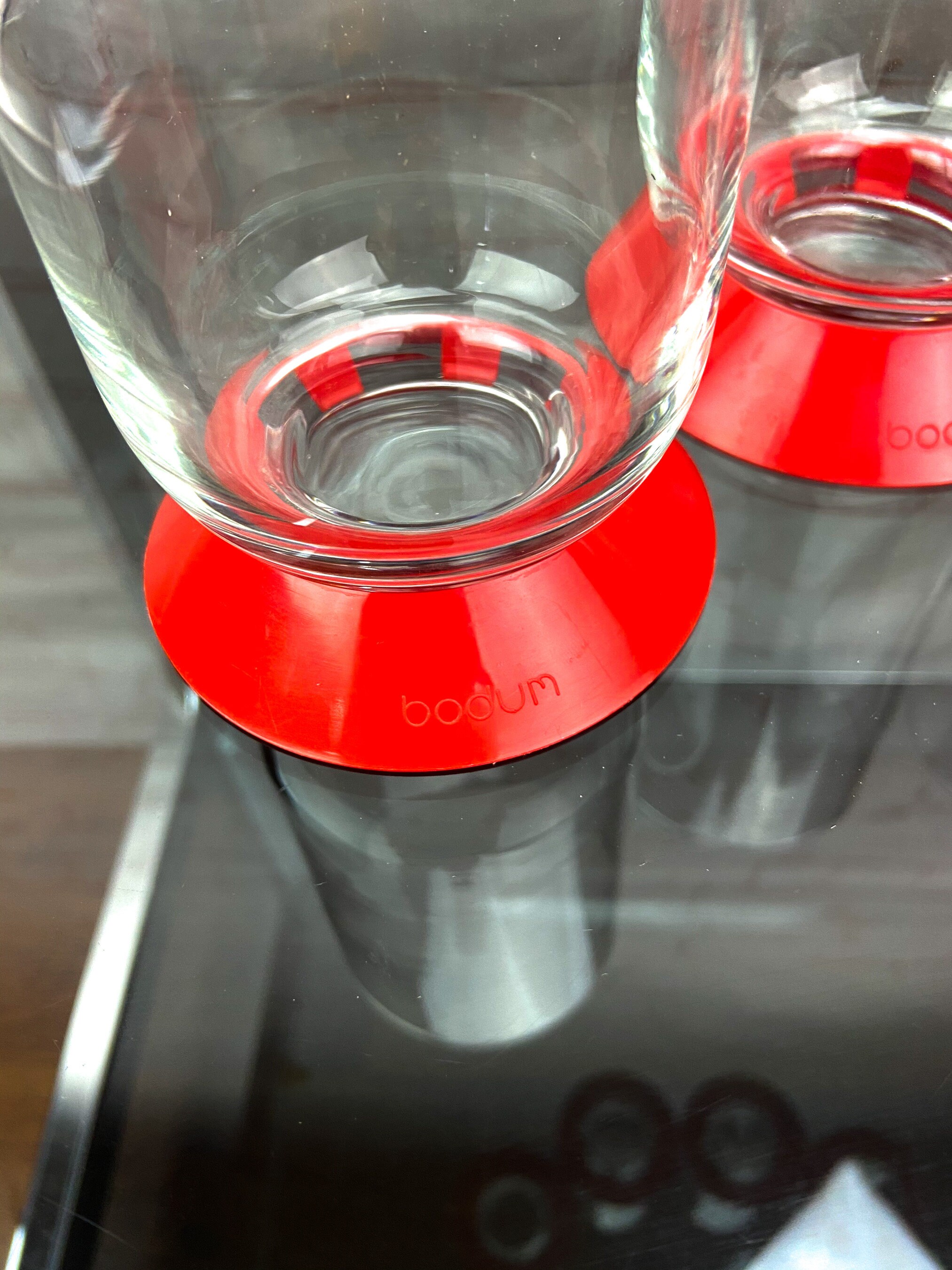 Bodum Glasses, Orange Base Bodum Glasses, Bodum Switzerland Glasses