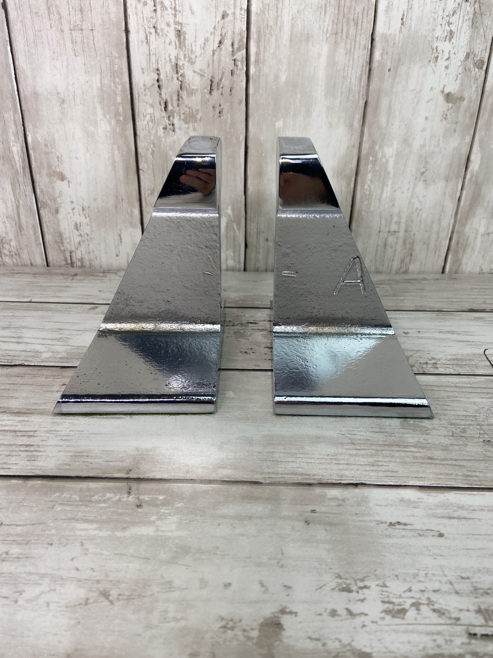 Railroad Bookends, Chrome Bookends, Railroad Track Bookends, Ward