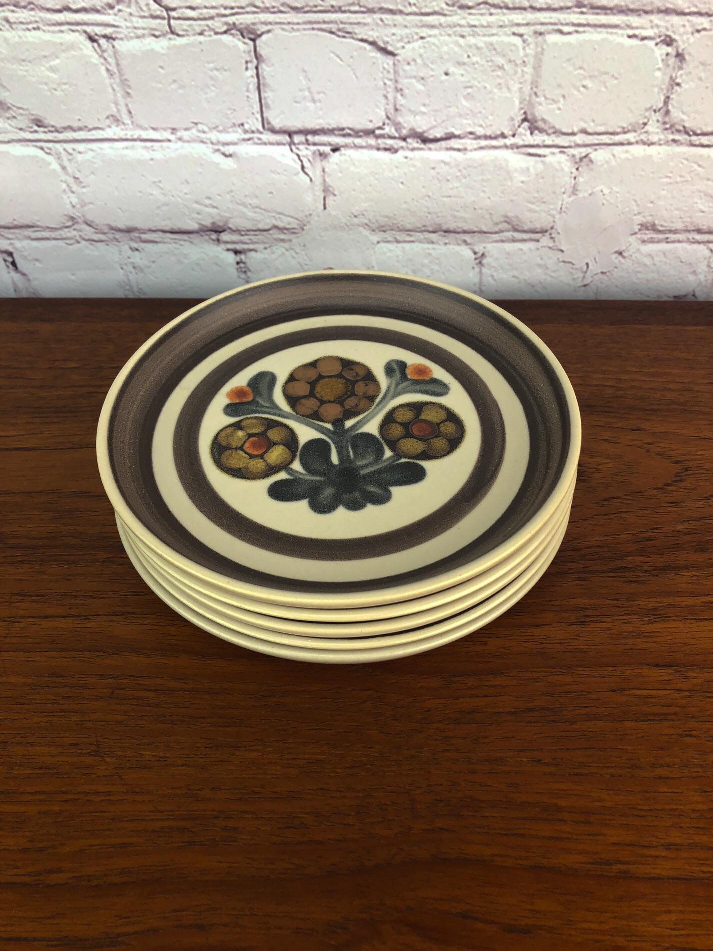 DenbyLangley Mayflower Dessert Plates (5) Designed by Gill Pemberton