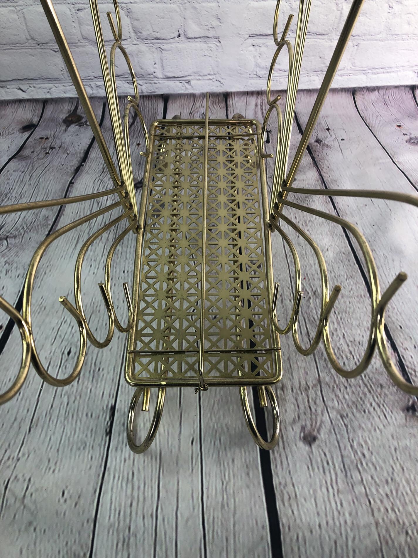 Mid Century Record Stand, LP Rack, Brass Plated Record Stand, Vintage