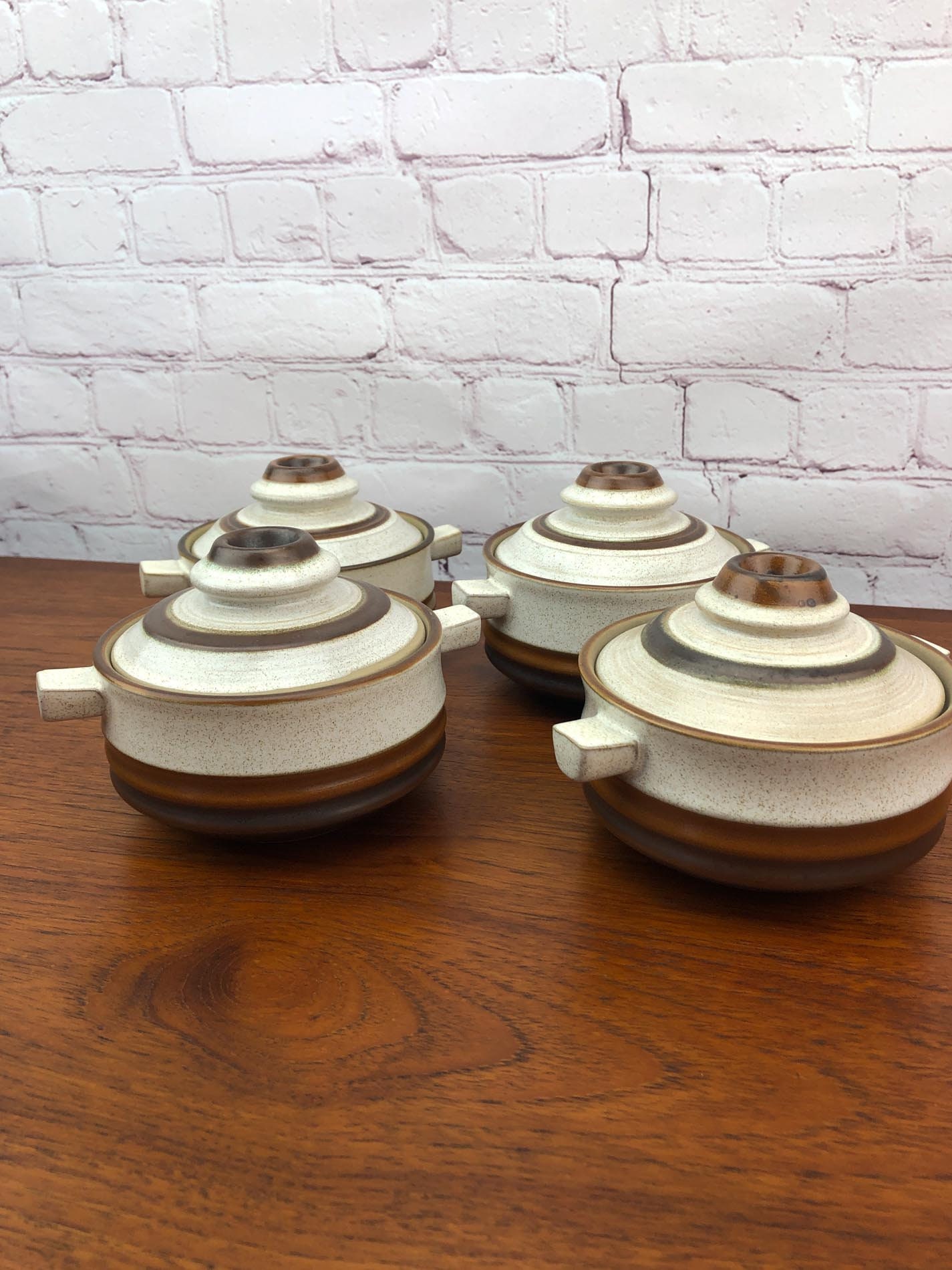 Lidded Soup Bowls(Set of 4), Denby Soup Bowls, Potters Wheel by Denby