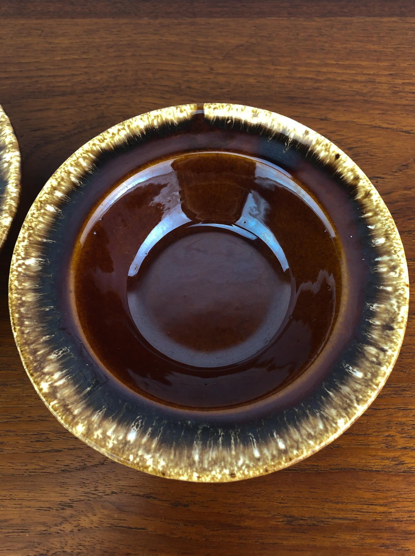 Hull Crestone Cereal Bowls (2), Hull Brown Drip Oven Proof USA Bowls