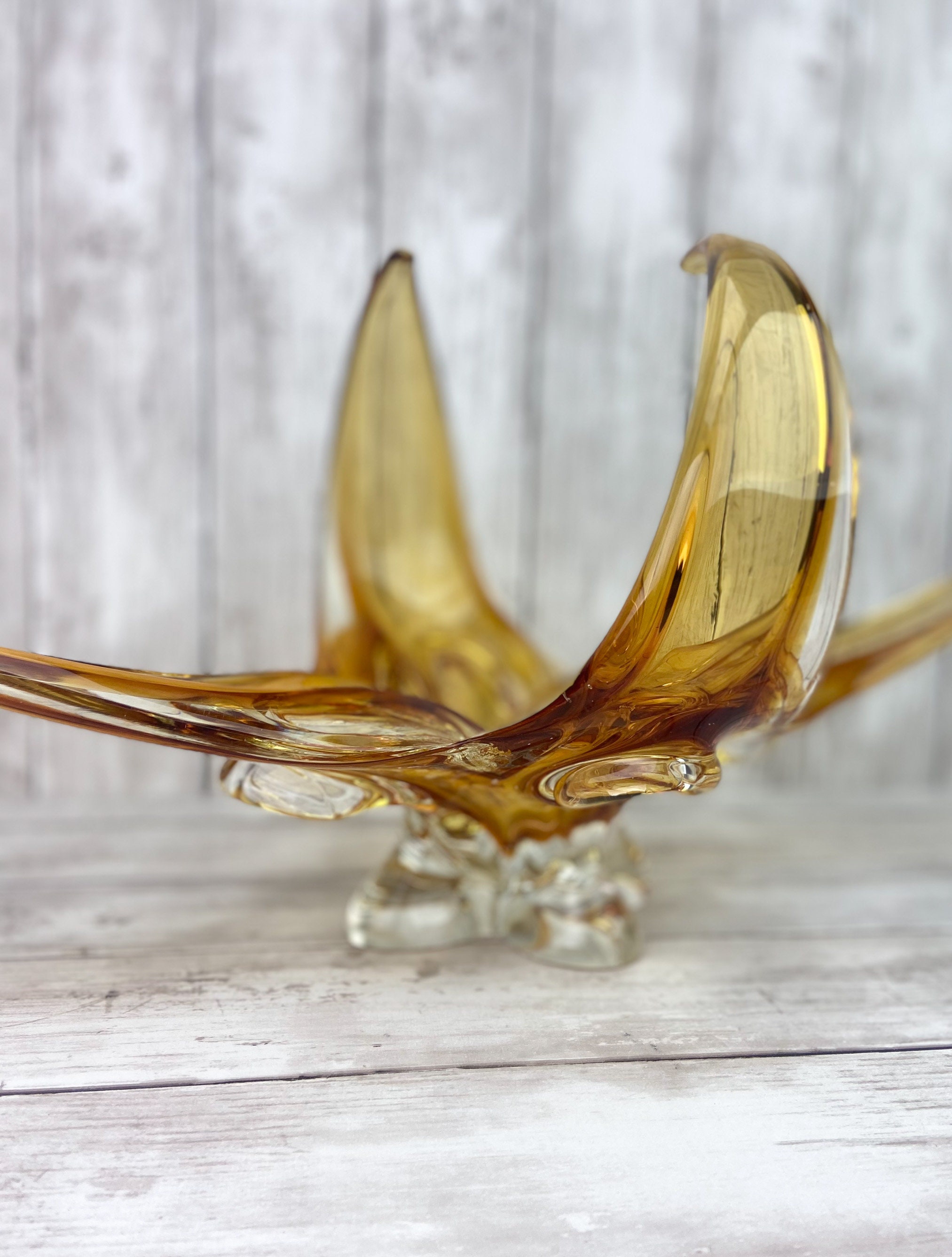 Mid Century Art Glass Chalet Glass Amber Art Glass Canadian Art Glass