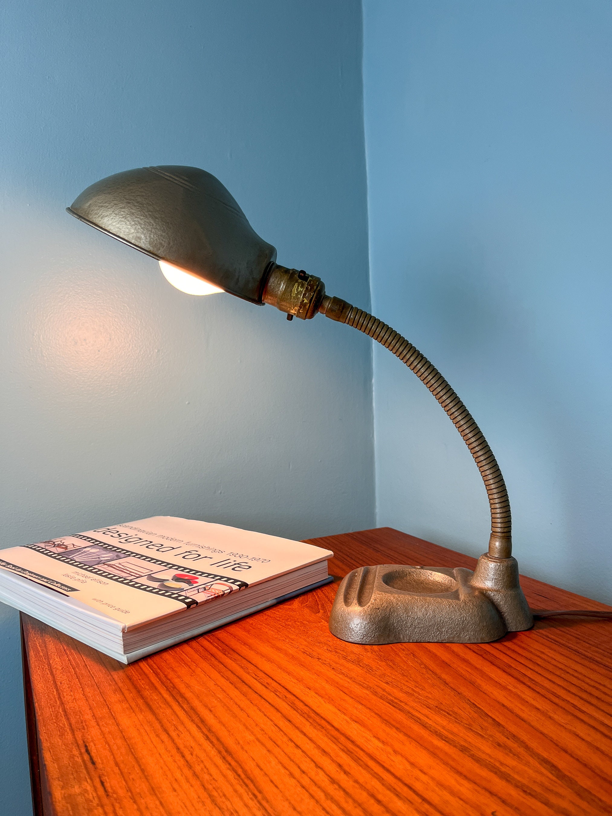 Art Deco Gooseneck Desk Lamp Vintage Desk Lamp Industrial Desk Lamp Mid