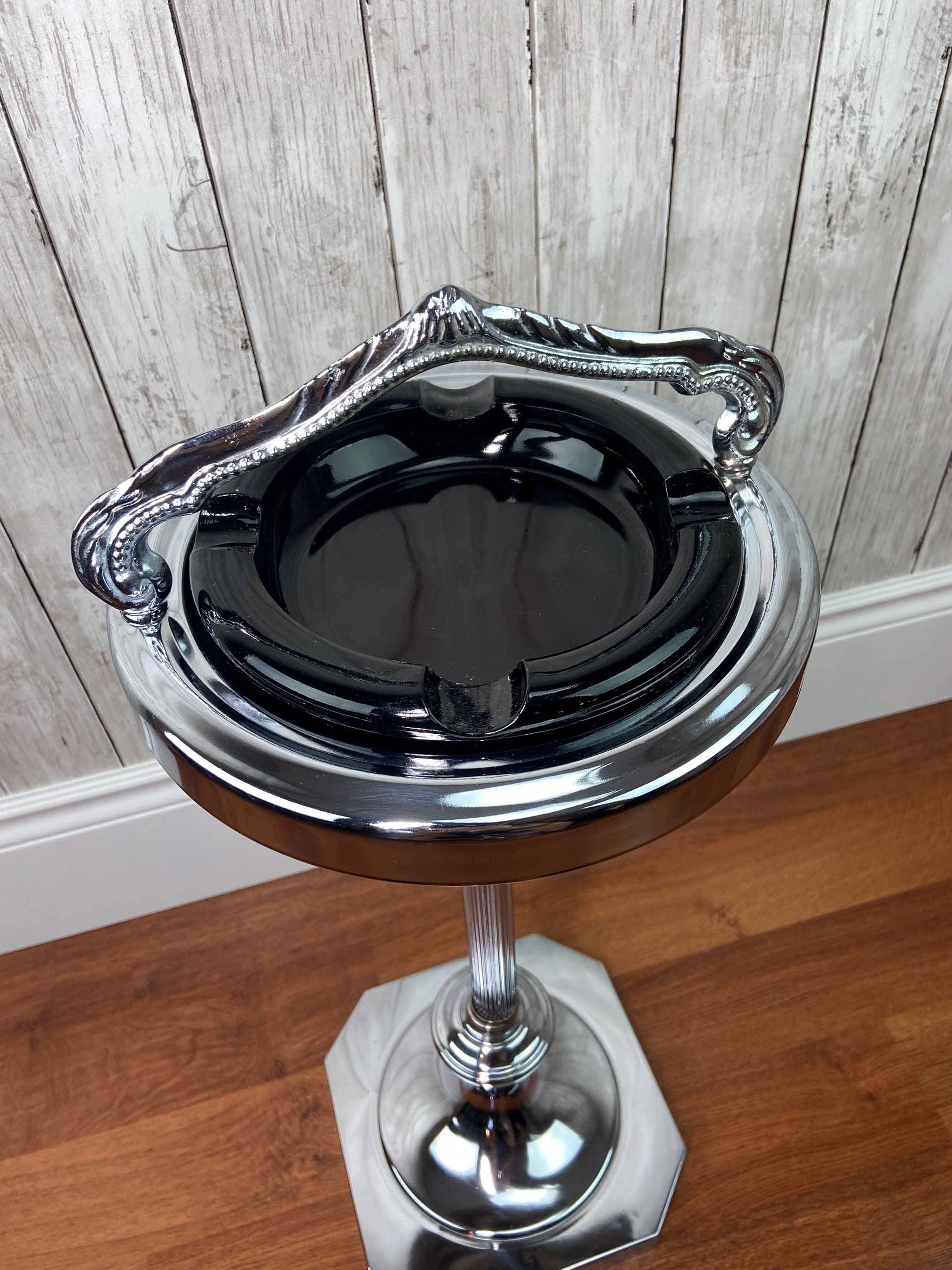 Vintage Standing Ashtray, Vintage Chrome Ashtray, Ashtray Stand, Chrome Standing Ashtray