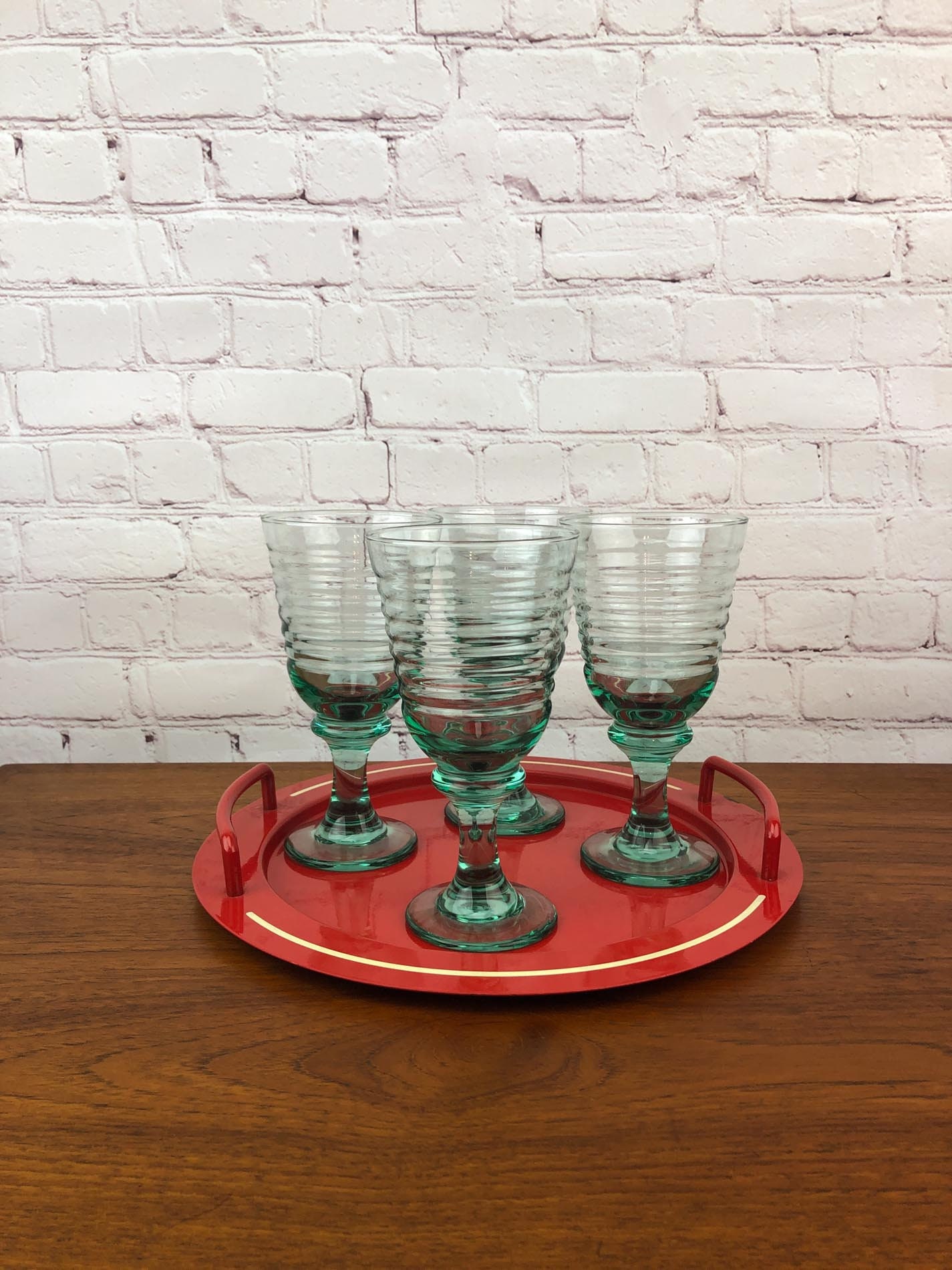 Libbey Sirrus Green Goblets (Set of 4), Libbey Wine Goblets, Vintage