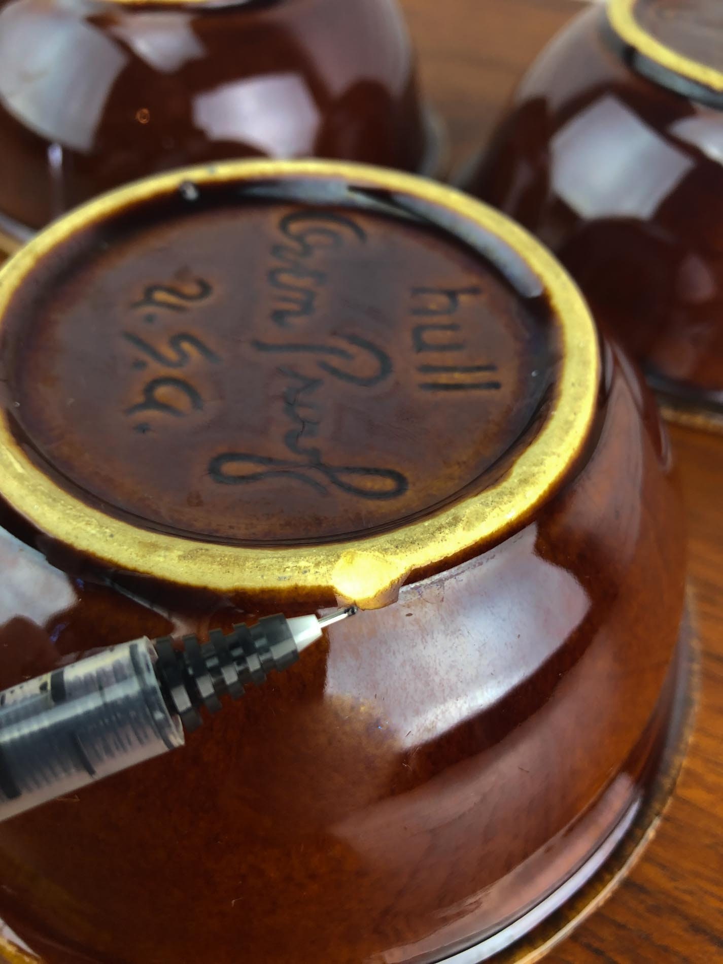 Hull Pottery(3), Brown Drip Fruit Bowls, Oven Proof, Crooksville, Ohio