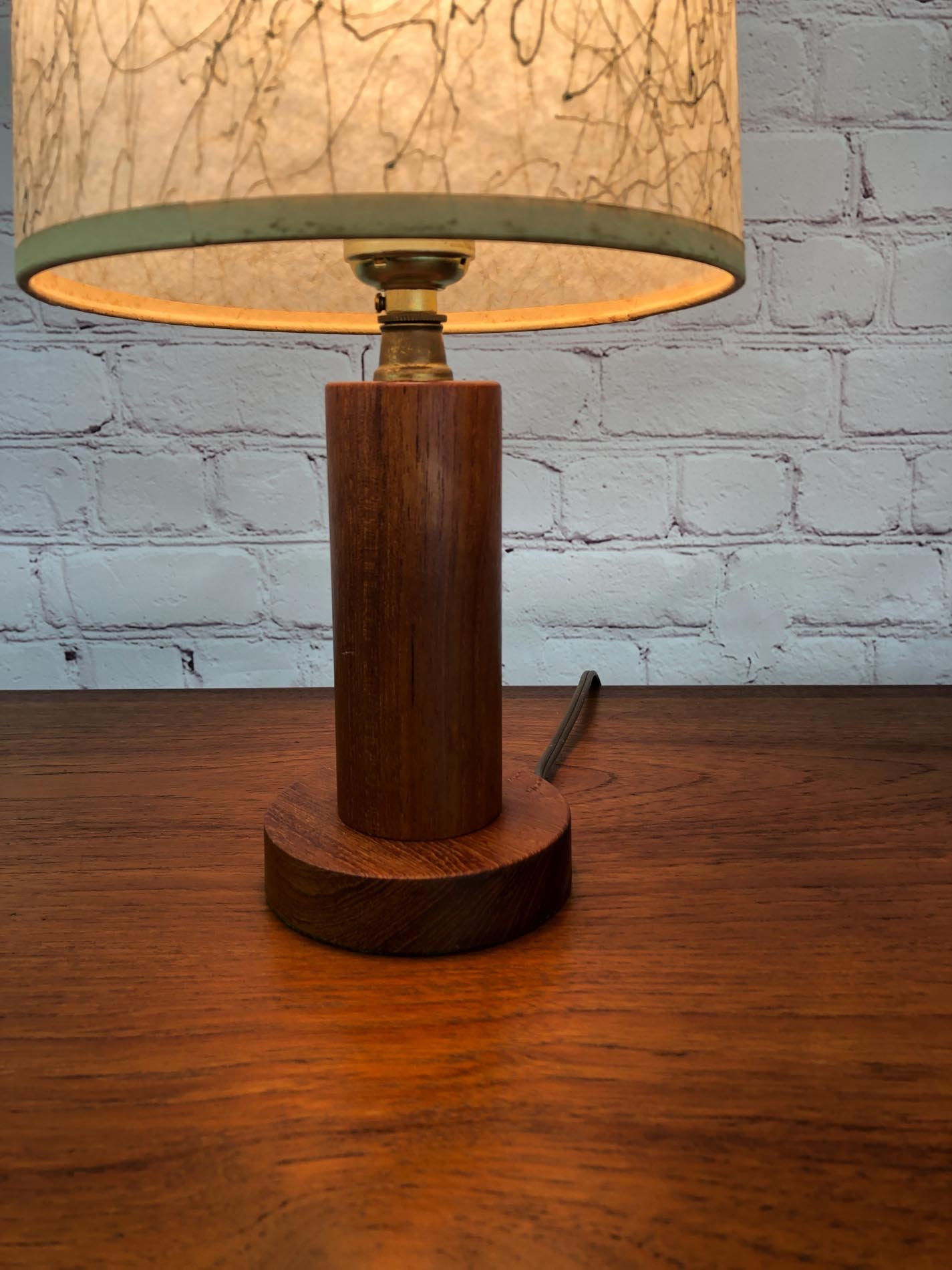 Mid Century Modern Teak Table Lamp, Mid Century Teak Lamp, Small Teak