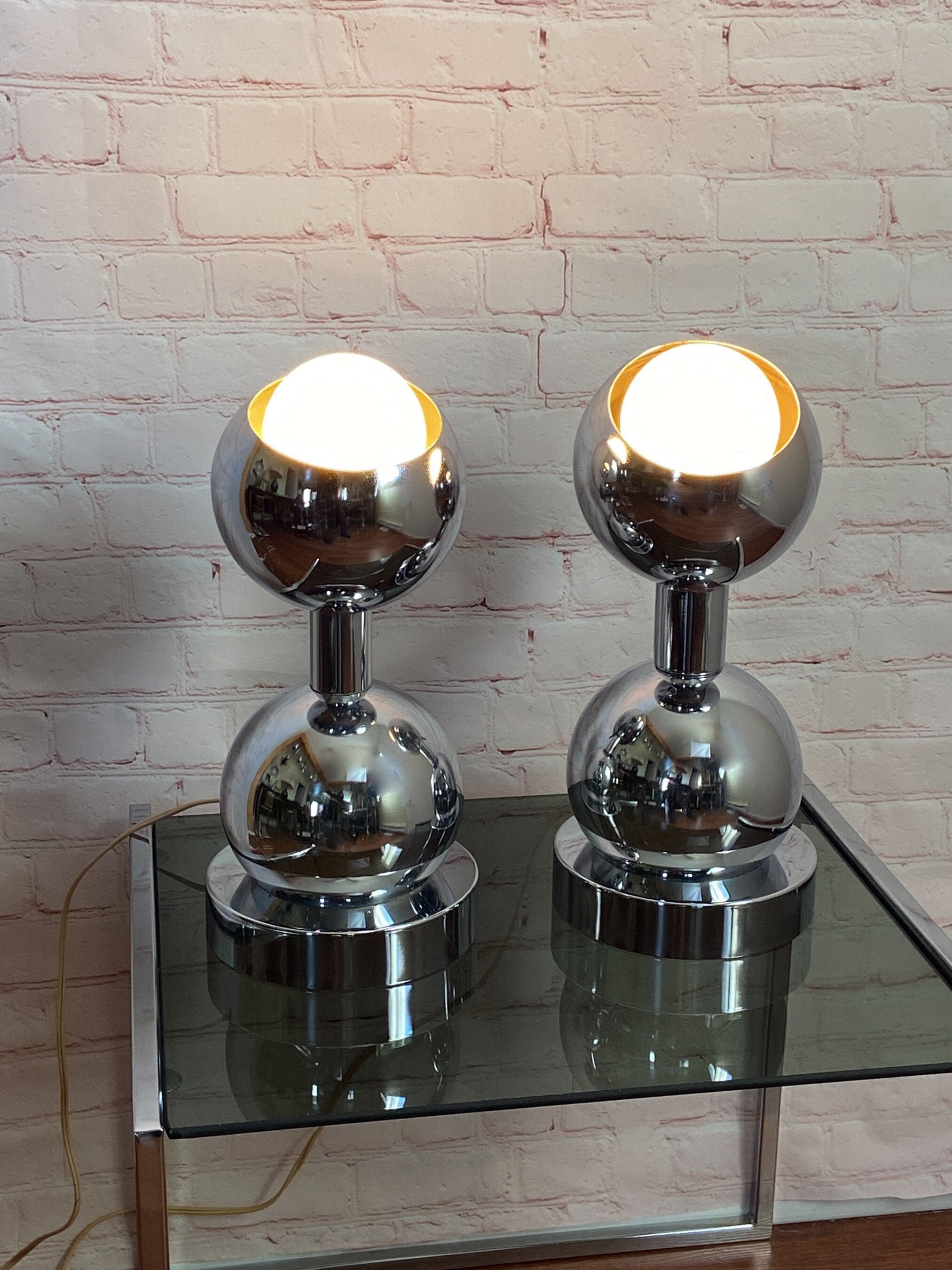 Sputnik Table Lamp, Eyeball Table Lamp, Mid Century Chrome Table Lamp, One Globe Chrome Table Lamp