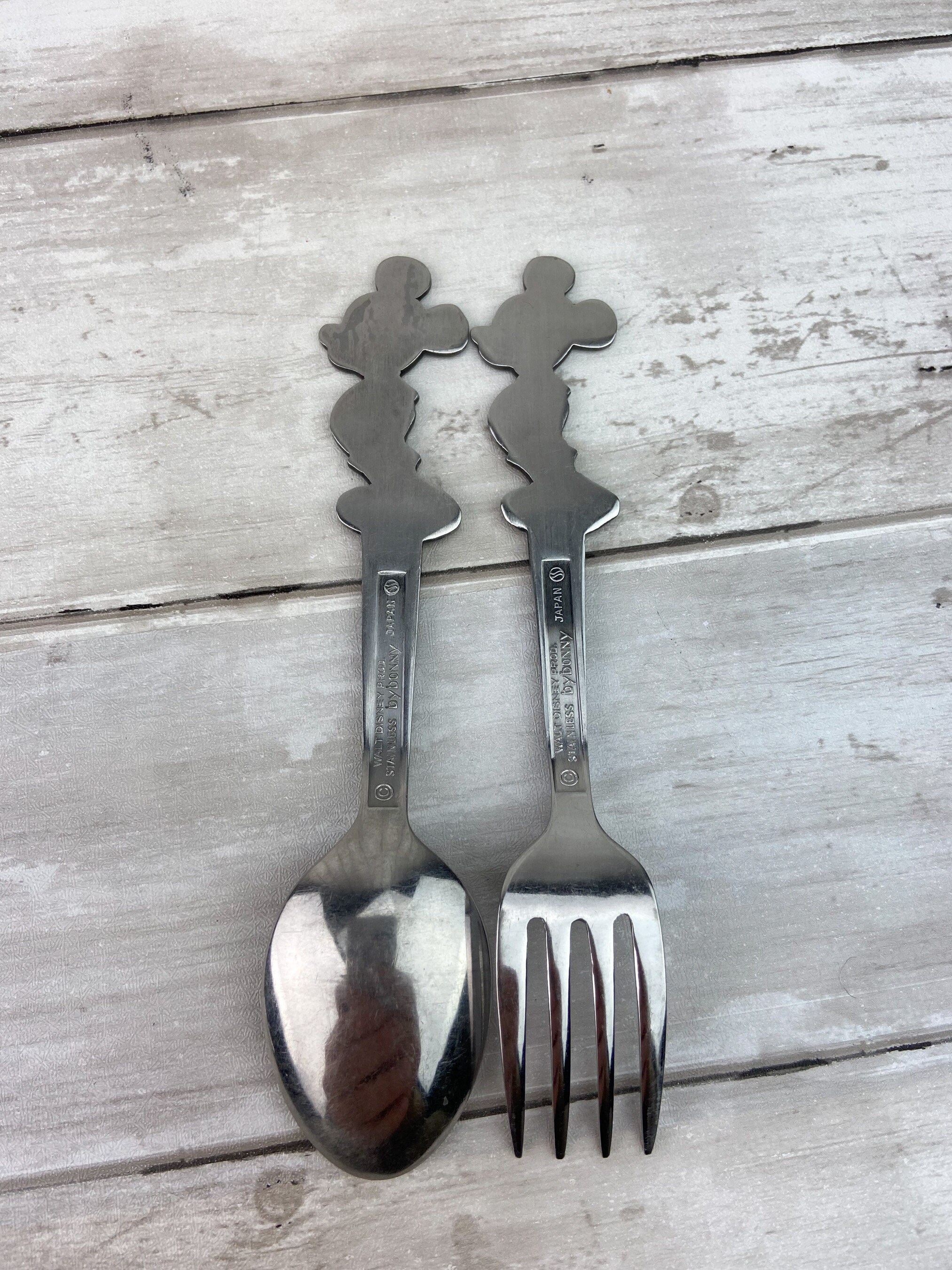 Mickey Mouse Spoon Fork Walt Disney Productions Stainless by Bonny Japan