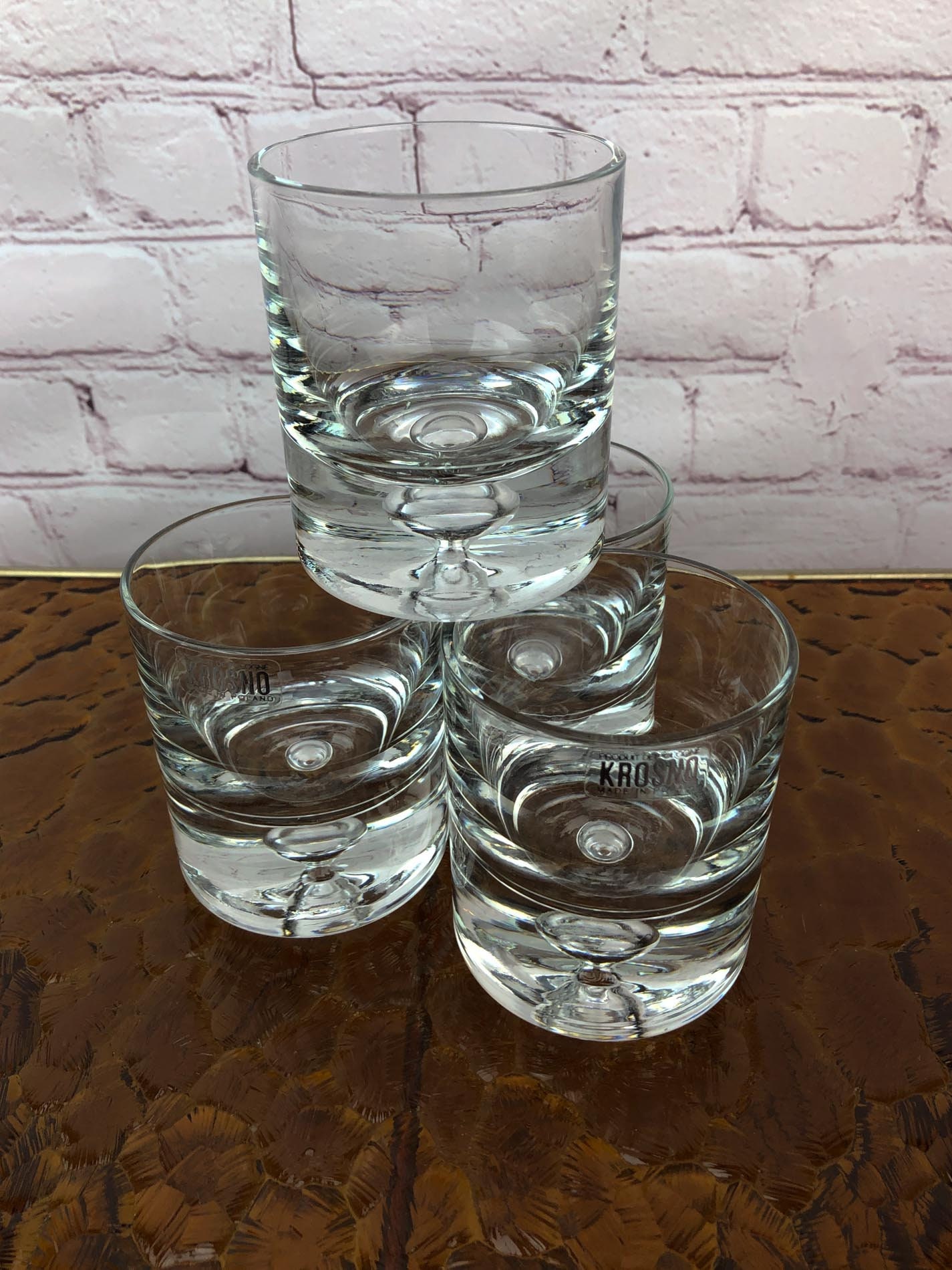 Crystal Whisky Glasses(Set of Four), Krosno Poland, Suspended Bubble