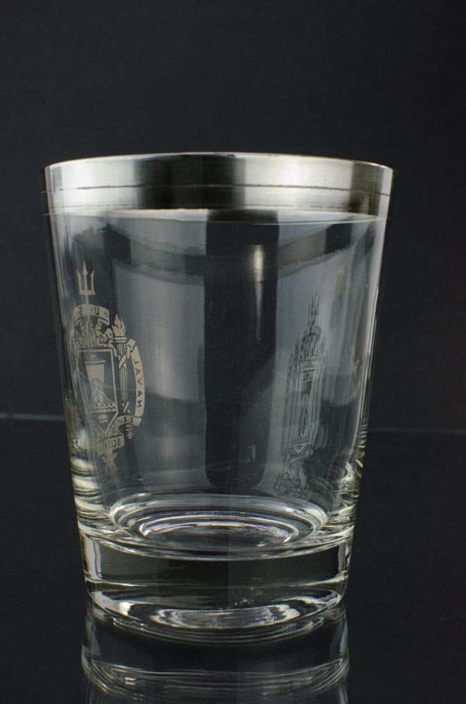 Vintage United States Naval Academy Silver Fade Rock Glasses, USNA
