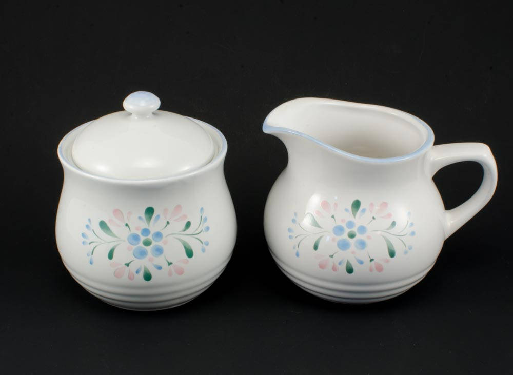 Fascino Stoneware Cream and Sugar Set by Yamaka Made and Hand Decorated