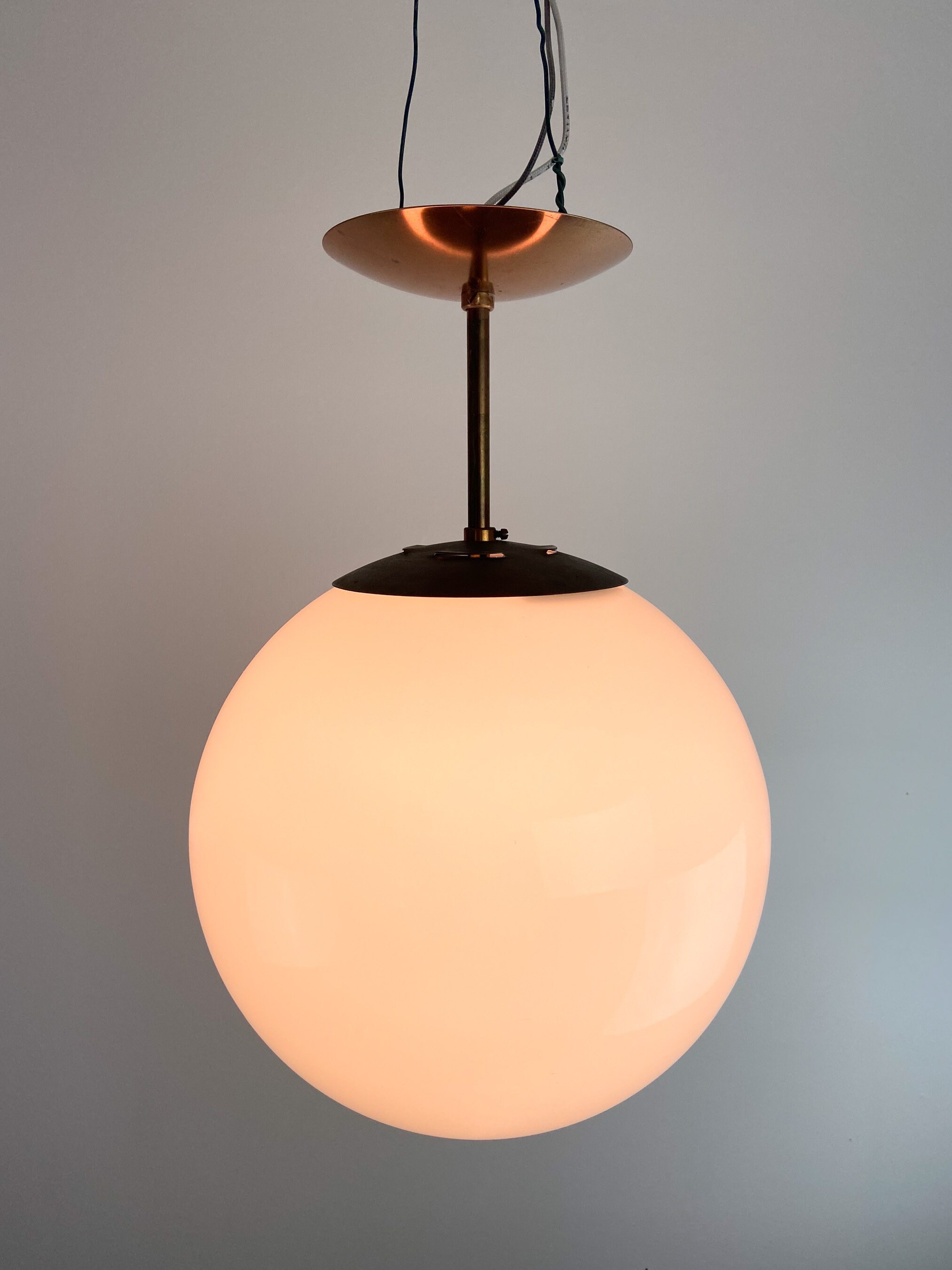 Mid Century Light Fixture. MCM Post Modern Ceiling Pendant Globe Light