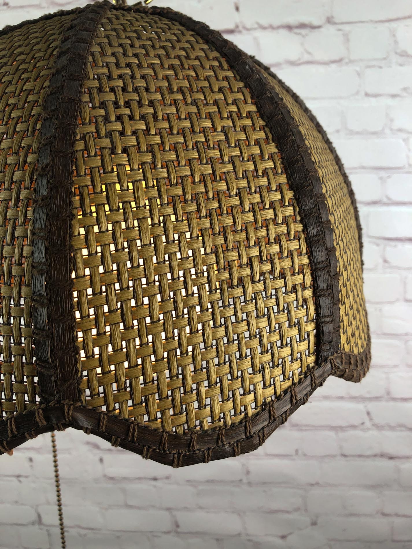 RESERVED-Wicker Swag Lamp, MCM Swag Lamp, Boho Swag Lamp ...