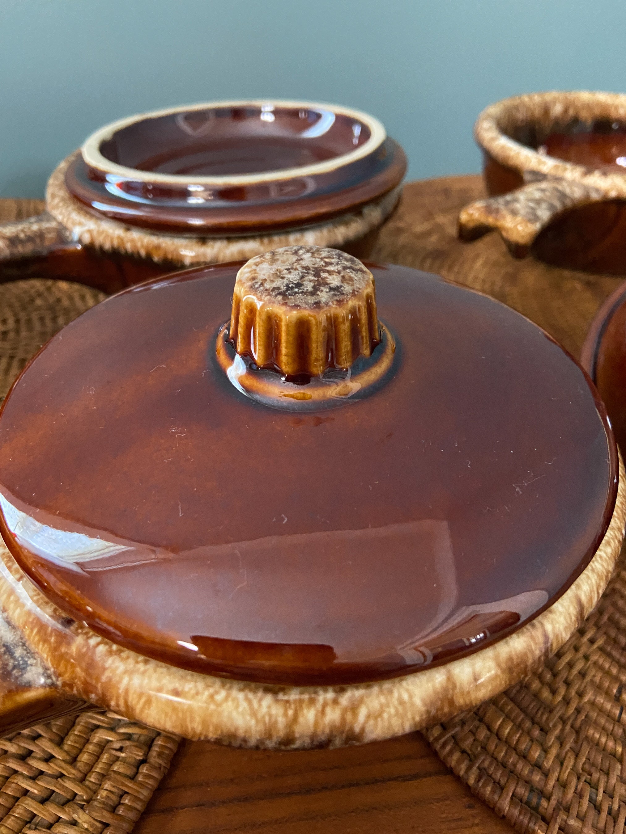 Hull Pottery Brown Drip French Onion Soup Bowls(SET of SIX) Hull