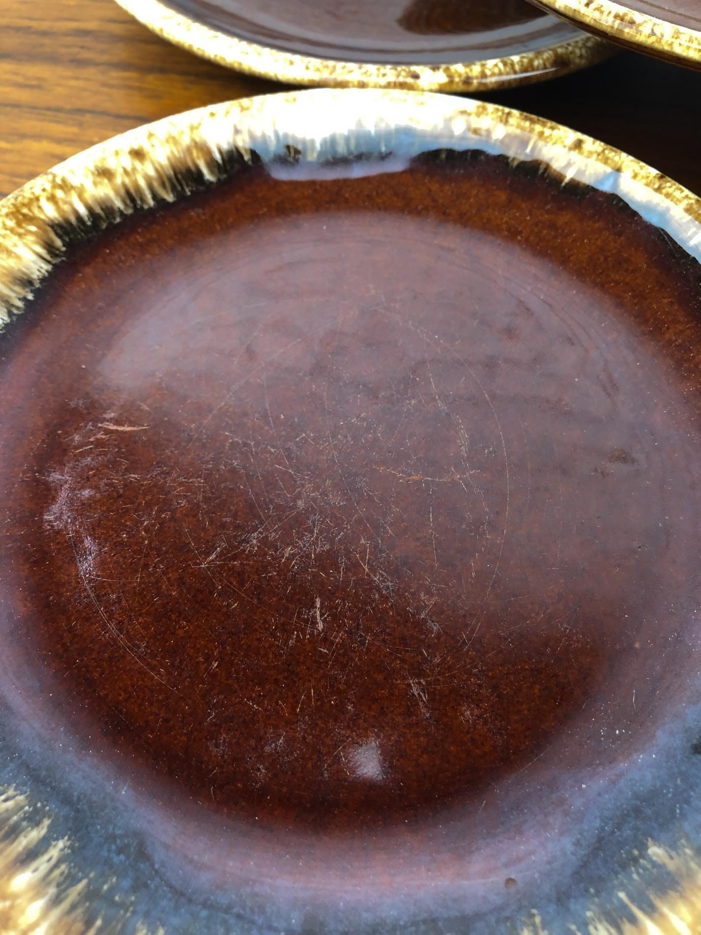 Hull Dessert Salad Plates (10), Hull Brown Drip Oven Proof USA Dessert