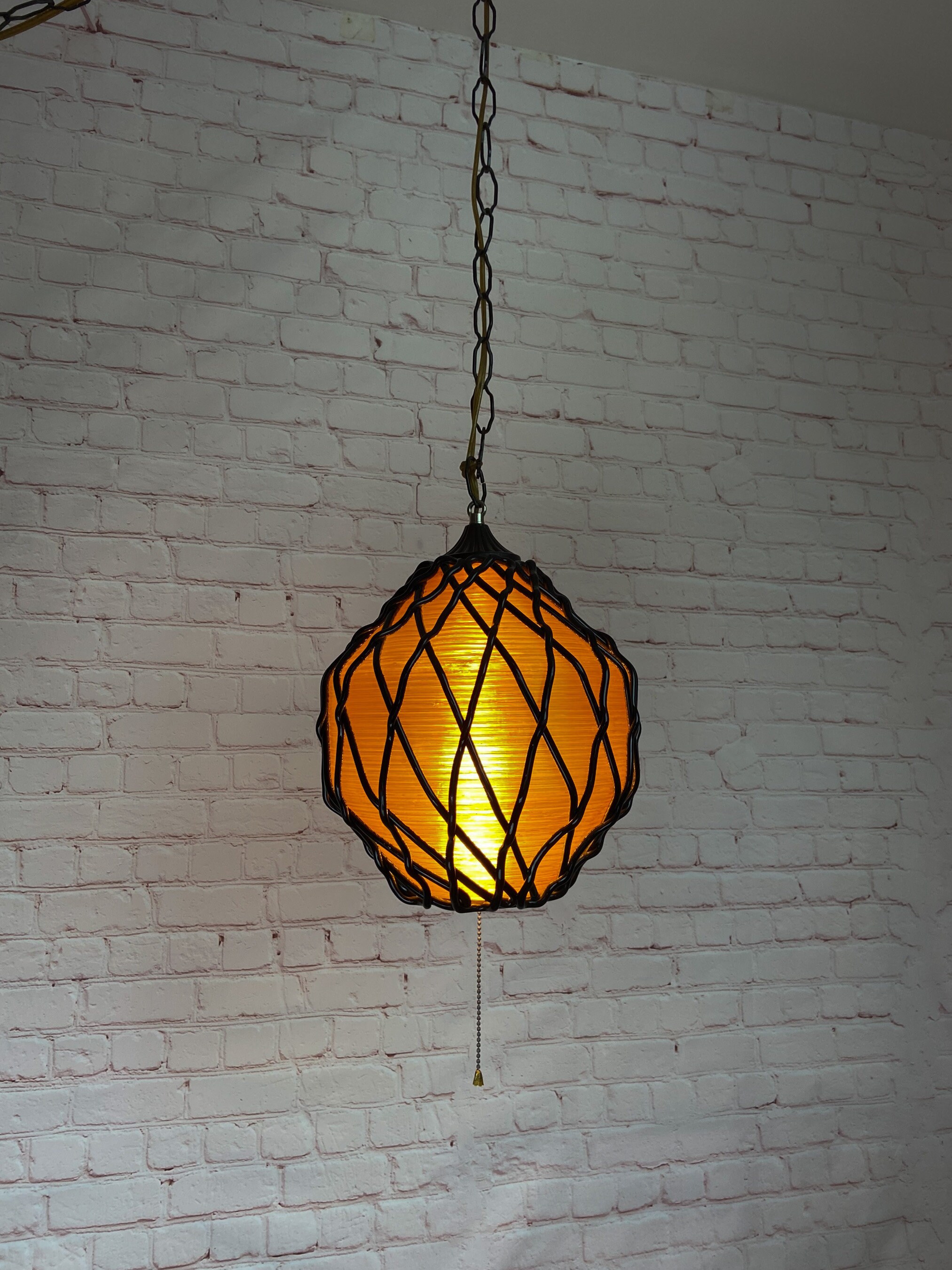 ON HOLD—Gilbert Softlite Swag Lamp, Lucite Swag Lamp, Gold Plastic