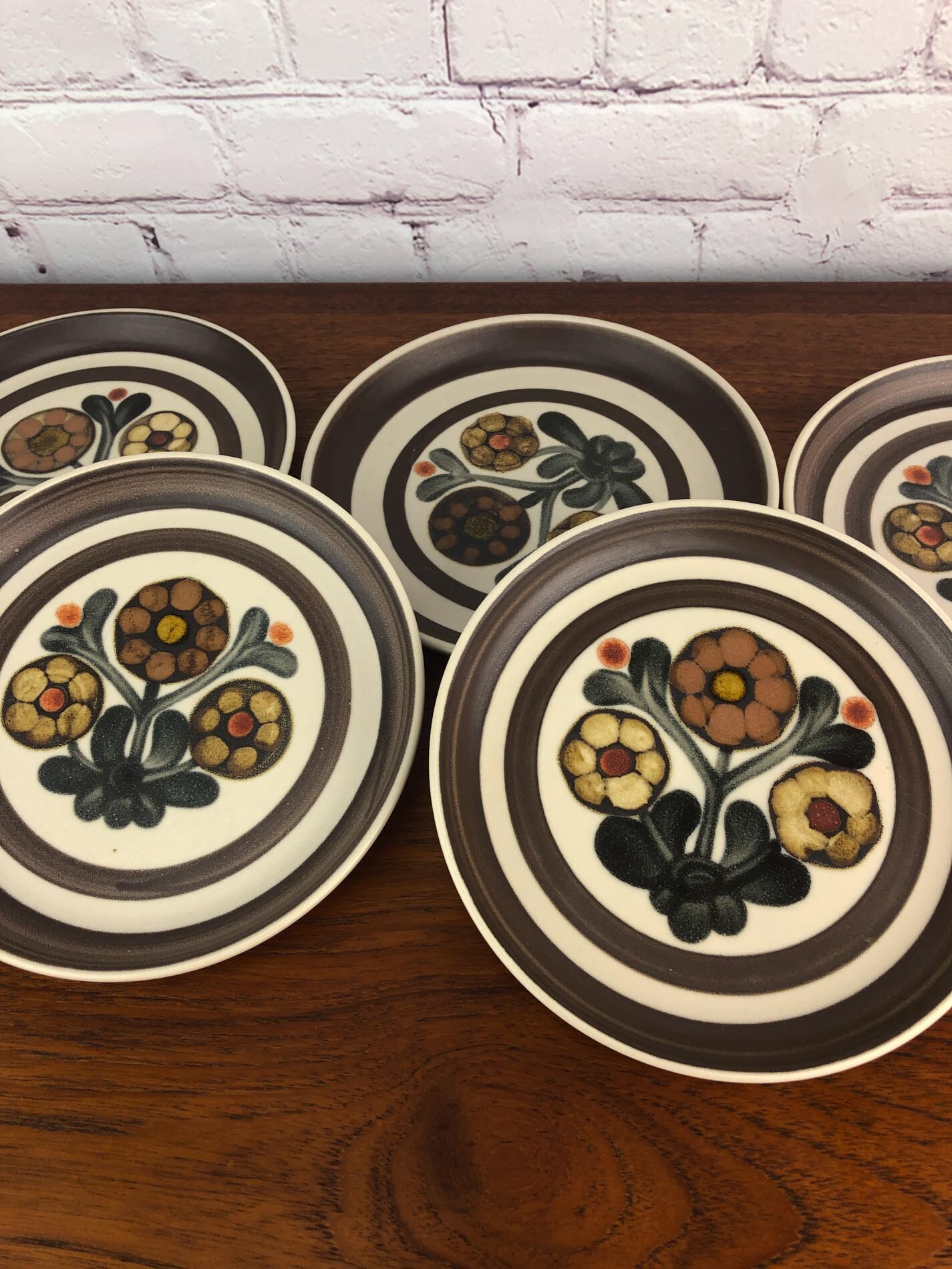 DenbyLangley Mayflower Dessert Plates (5) Designed by Gill Pemberton