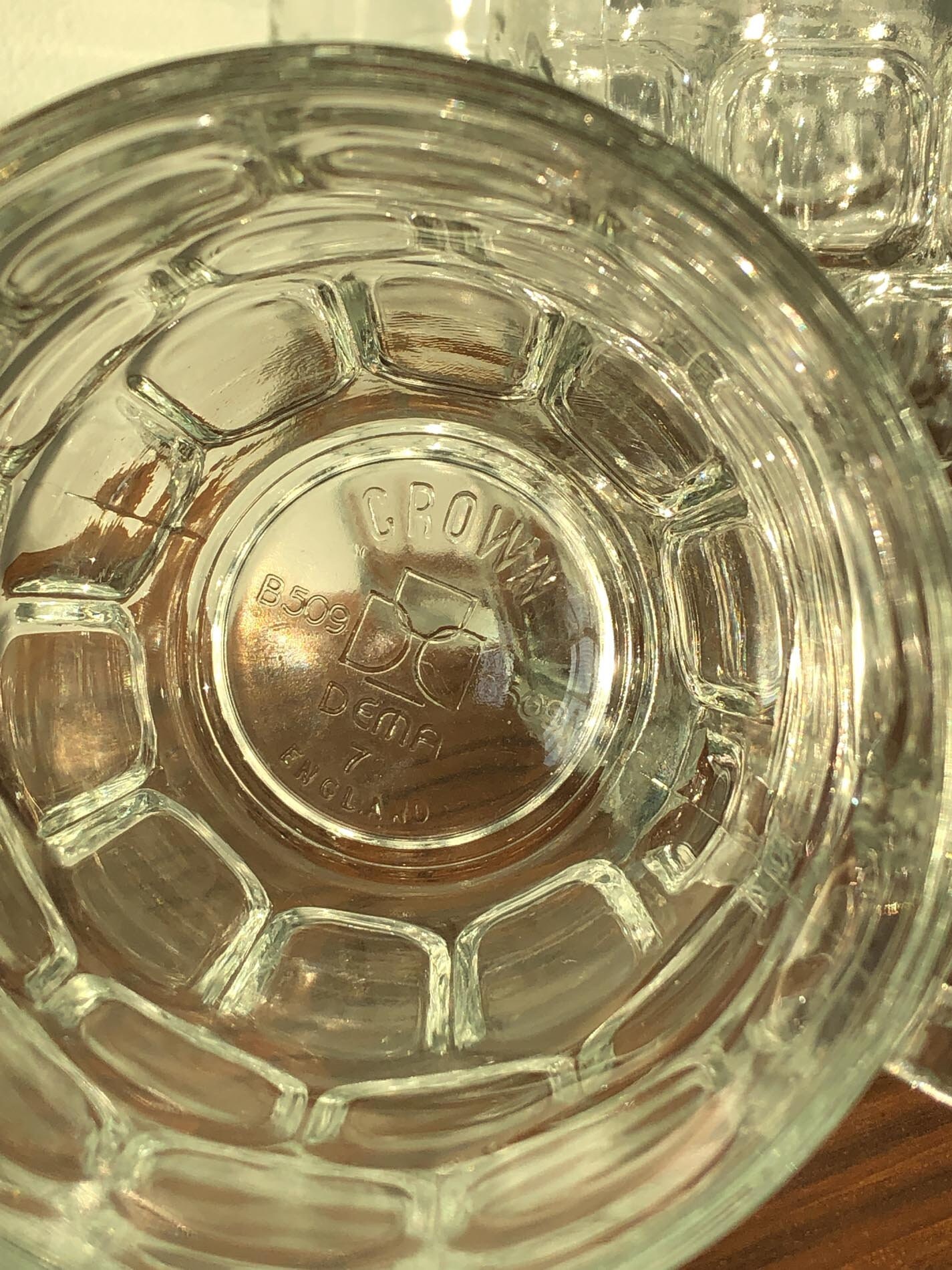 Vintage Crown Dema B509 Dimple Pint Glasses (6), Thumbprint Pint Glass