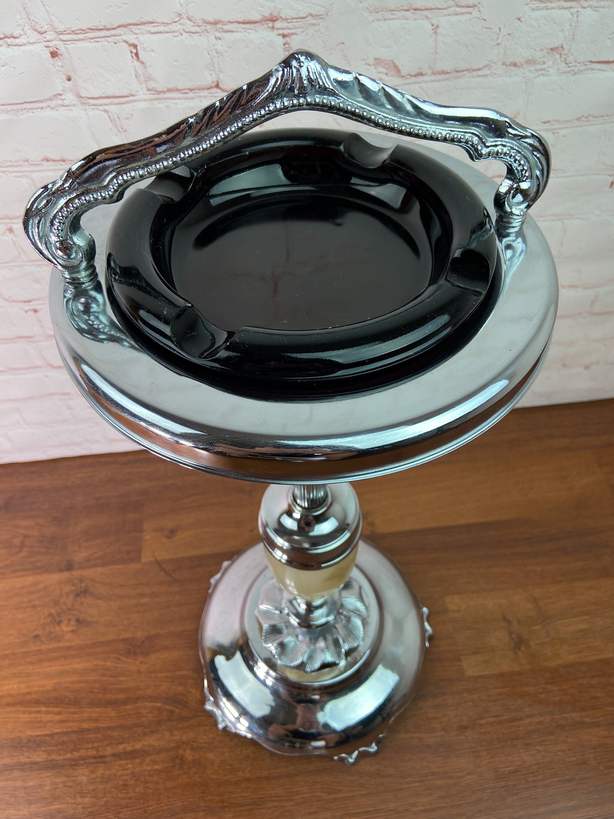 Vintage Standing Ashtray, Vintage Chrome Ashtray, Ashtray Stand, Chrome