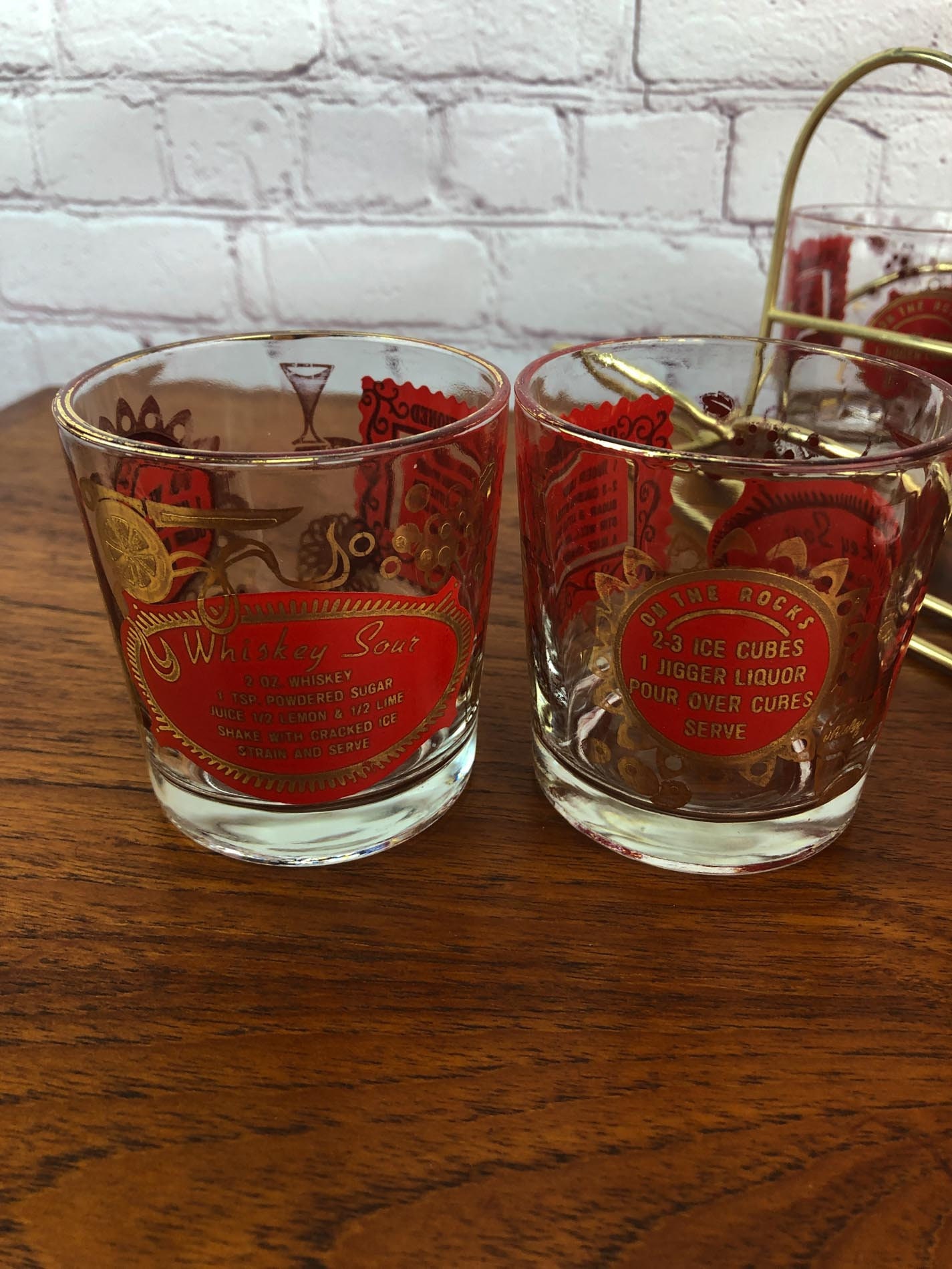 Whisky Sour Glasses, Mid Century Drink Caddy, Vintage (8) Mid