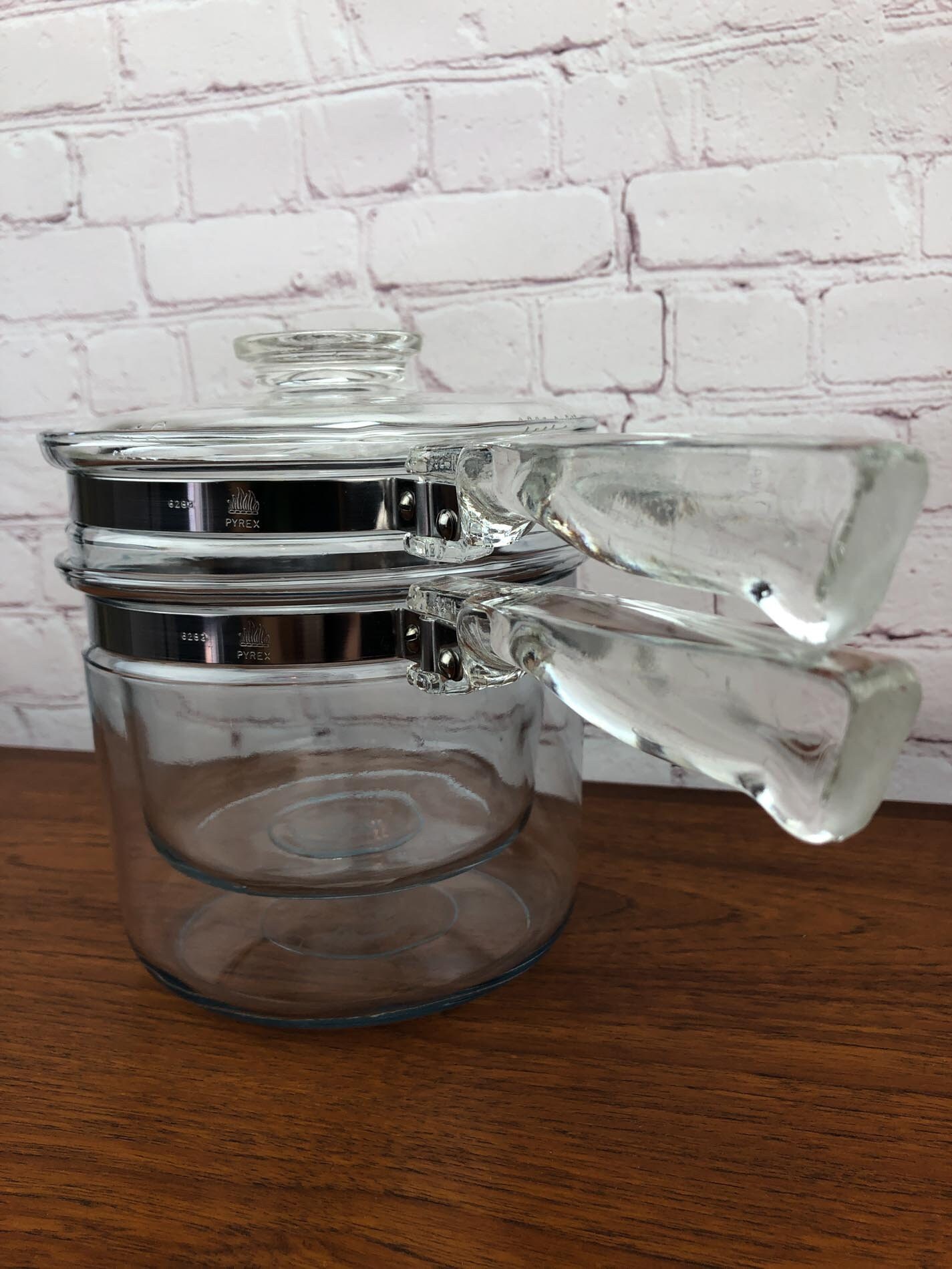 Pyrex Double Boiler, Flamware, Vintage Pyrex Glass, Glass Double Boiler
