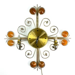 Mid Century Wall Clock Vintage Wall Clock United Clock Company MCM Brass Wall Clock