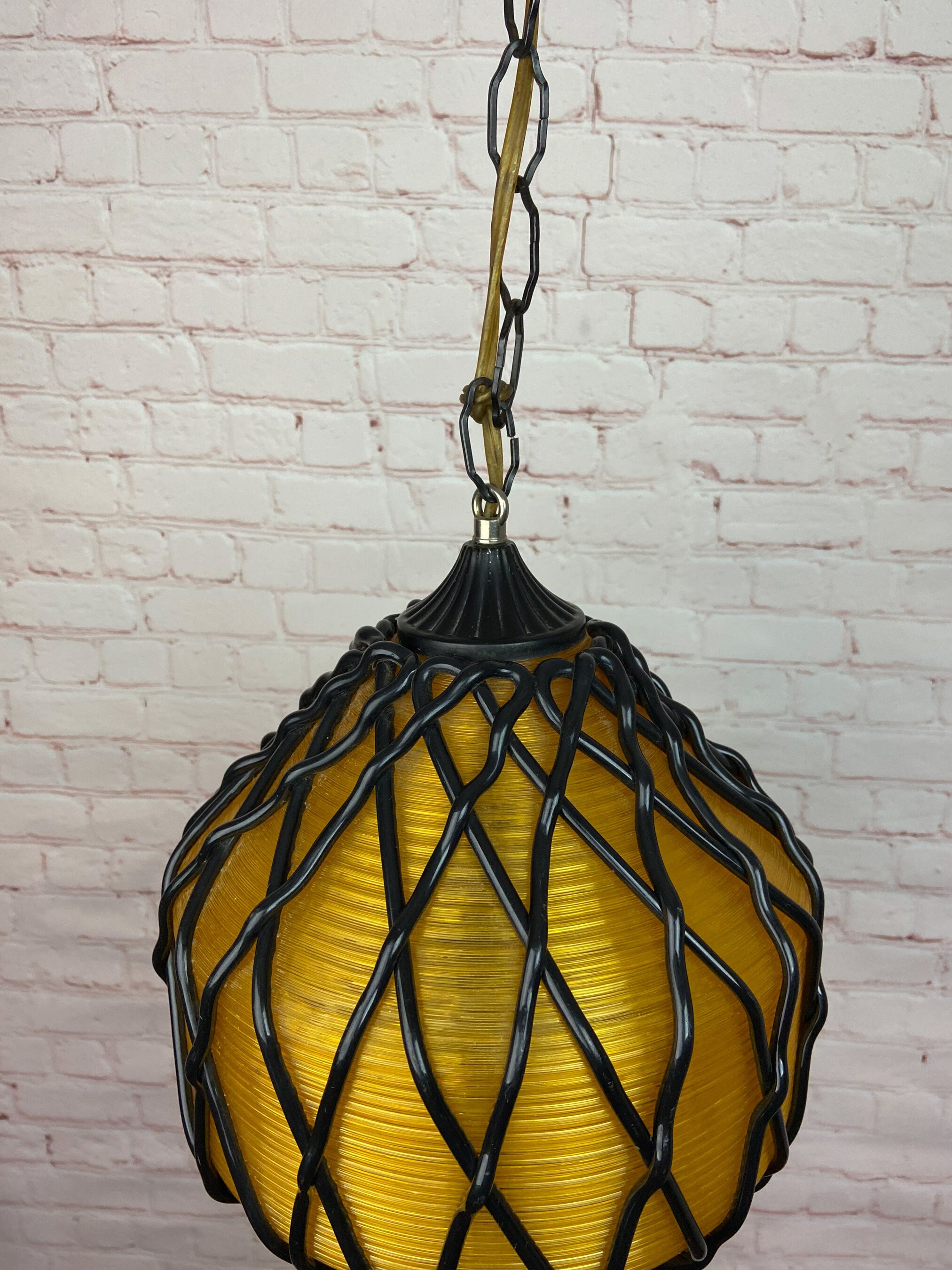 ON HOLD—Gilbert Softlite Swag Lamp, Lucite Swag Lamp, Gold Plastic