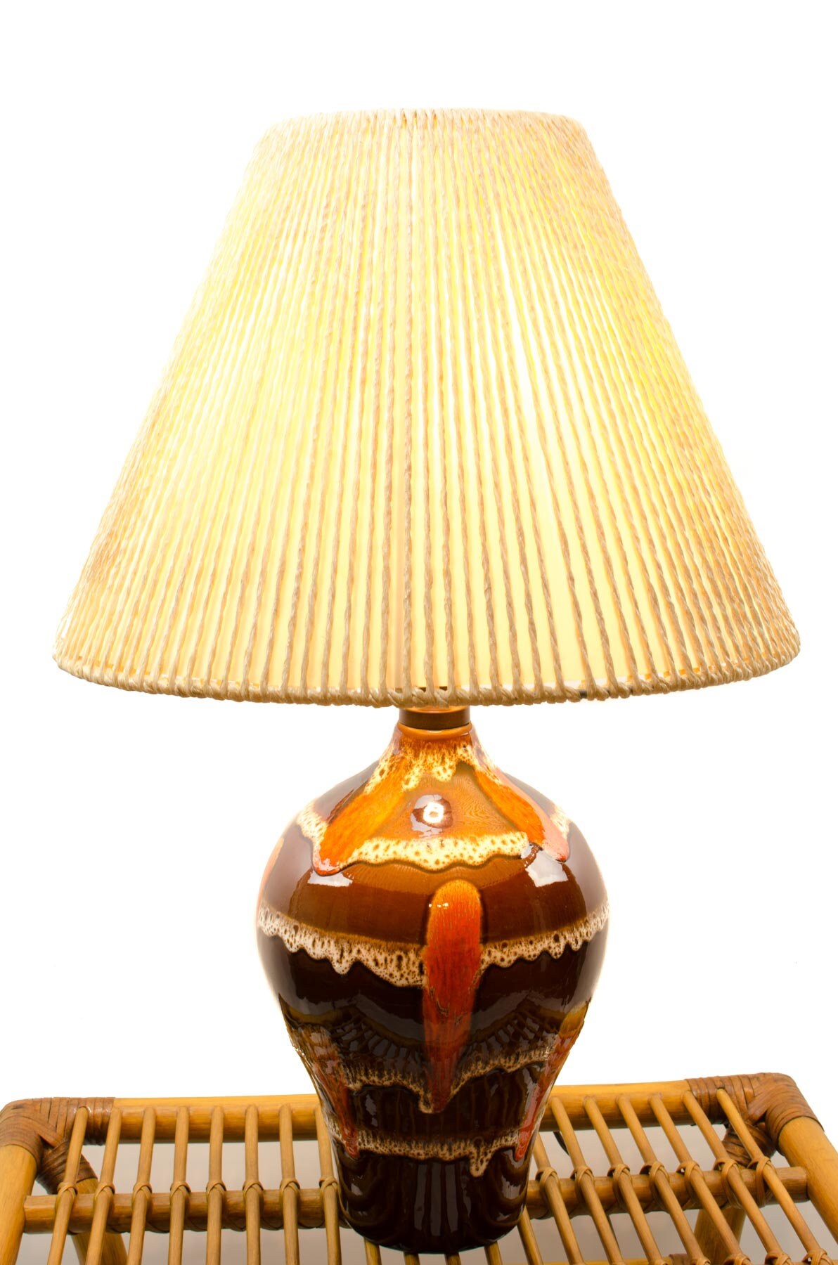 Maurice Chalvignac Art Pottery Table Lamp, Fat Lava Table Lamp, Mid