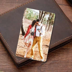 Tarjeta fotográfica de billetera inserte efecto de metal cepillado, personalizado, esposa, padre, esposo, mamá, día del padre, regalos personalizados para él para ella