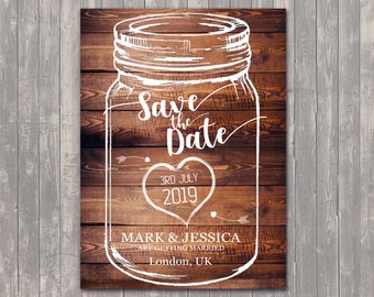 Plastic Fridge Magnet - Rustic Mason Jar Save the Date Wedding idea
