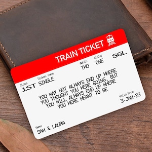 Gepersonaliseerd treinkaartje plastic portemonnee invoegen, vrouw, vader, echtgenoot, moeder, vaderdag, aangepaste geschenken voor hem voor haar