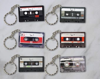 Retro Tape Cassette Keyring Key Chain/ring 6 Types - Custom Text