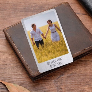 Portemonnee Fotokaart Insert Plastic Geborsteld Metaal Effect, Gepersonaliseerd, Vrouw, Vader, Echtgenoot, Moeder, Vaderdag, Aangepaste geschenken voor Hem voor Haar