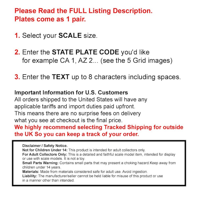 RC Car USA Licence Plates – American Scale Number Plate Accessories 1/5 1/8 1/10 1/12 1/14 1/18 1/24 image 2