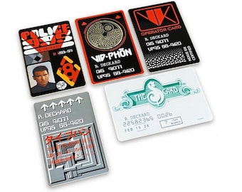 Juego de tarjetas de billetera de Blade Runner de Rick Deckard - Tarjetas de utilería de la película de 2019 (6 tarjetas)