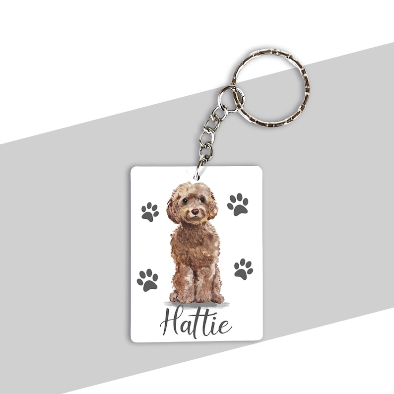 Personalised Cockapoo Dog Keyring – Custom Name Keychain Gift for Dog ...