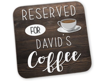 Personalised Name Wooden Coffee Reserved Coaster Friend Mum Dad Birthday Gift Present