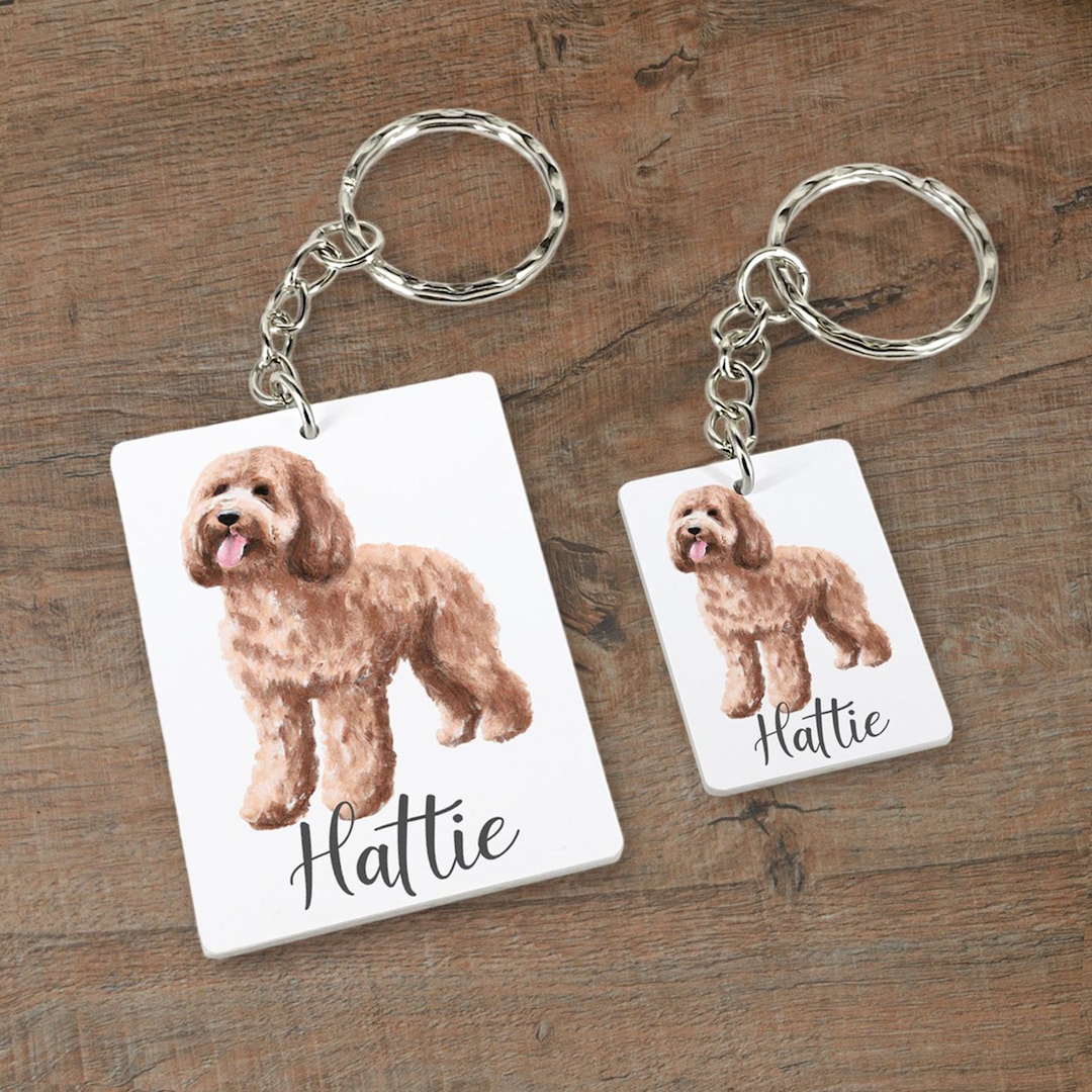 Cockapoo Dog Personalised Name Keyring / Keychain Gift Idea - Etsy